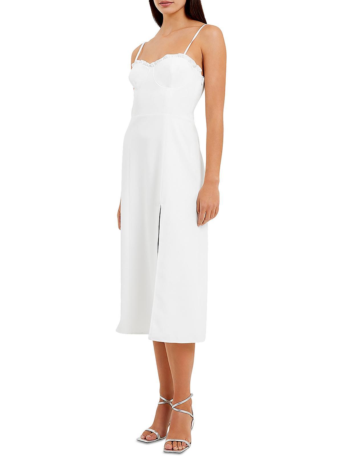 echo womens ruffled mid-calf midi dress