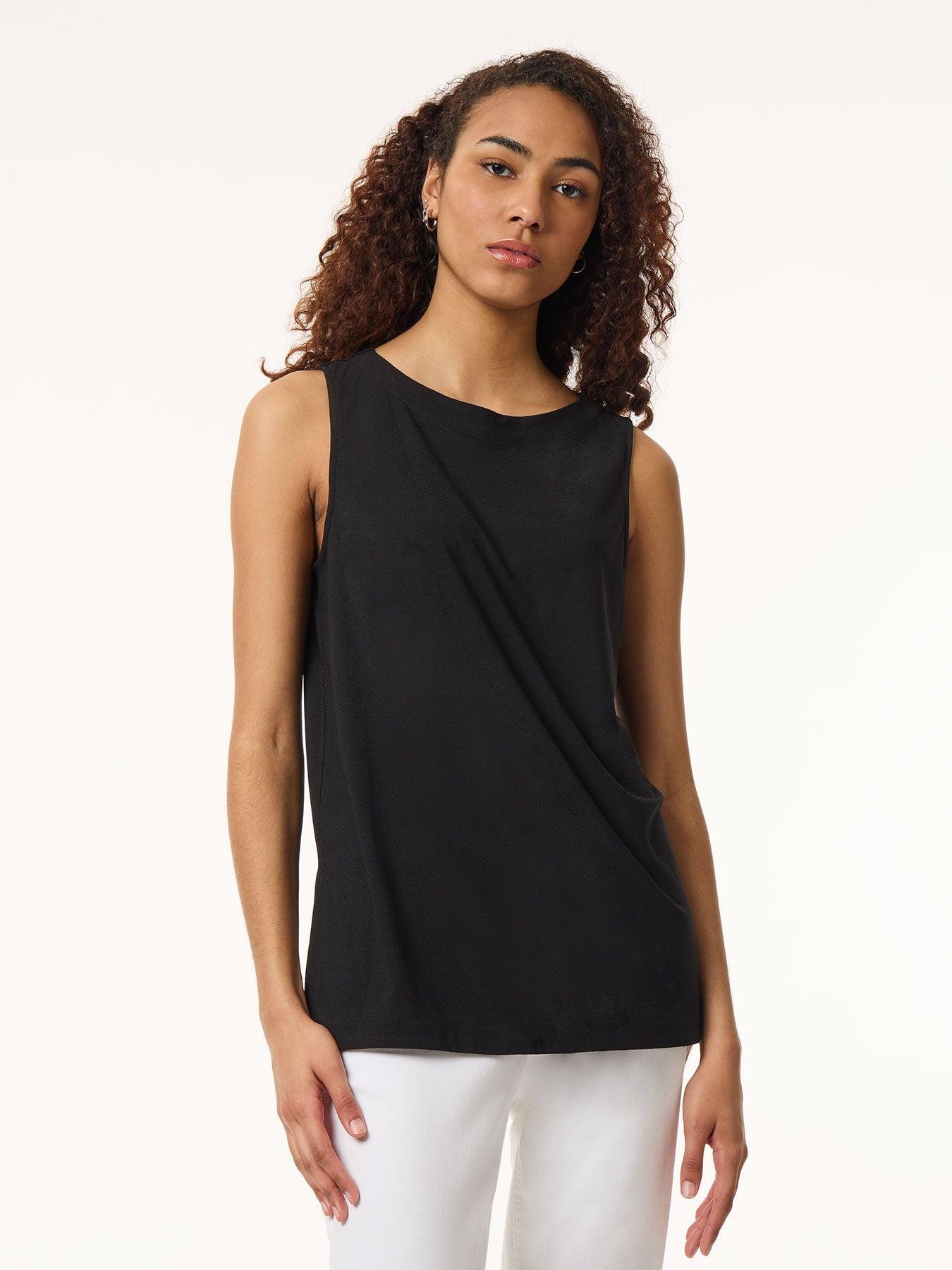 side slit sleeveless tunic, moss crepe