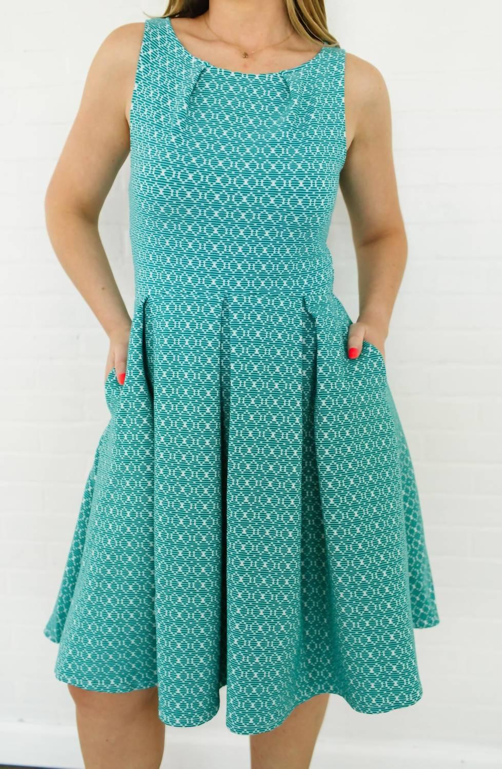 anita fit-and-flare dress in turquoise