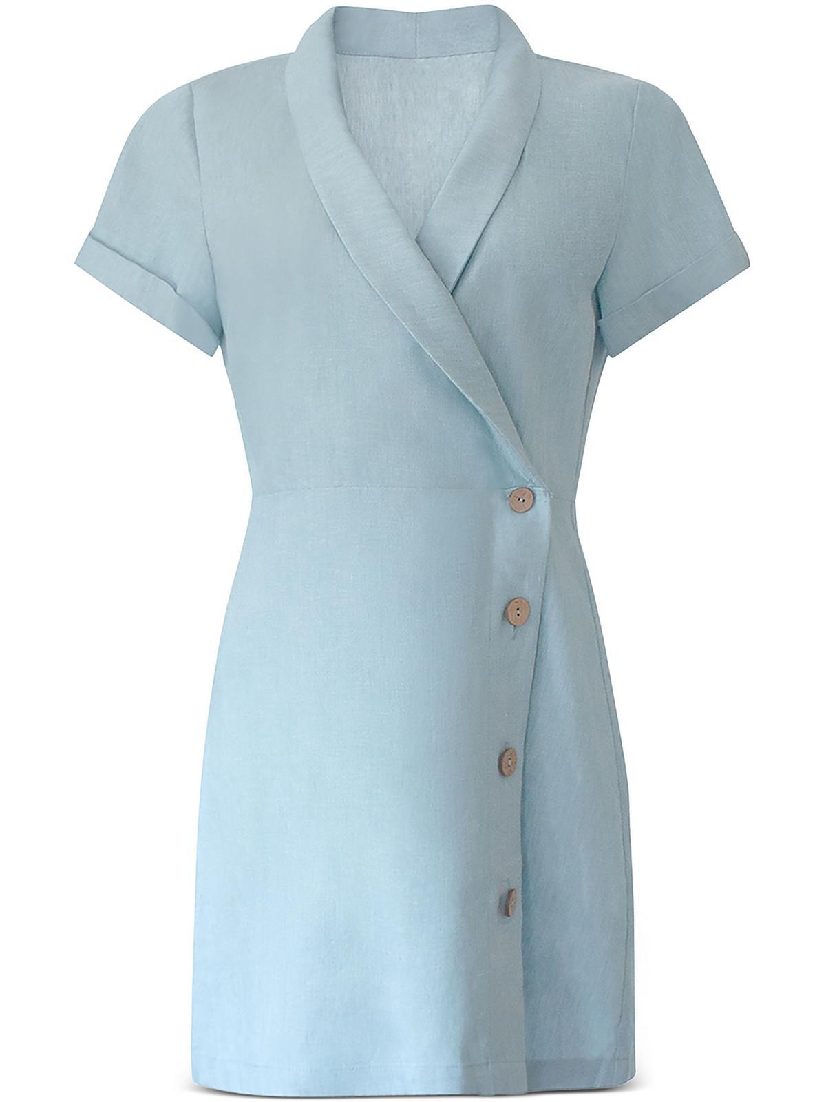 womens linen mini wrap dress