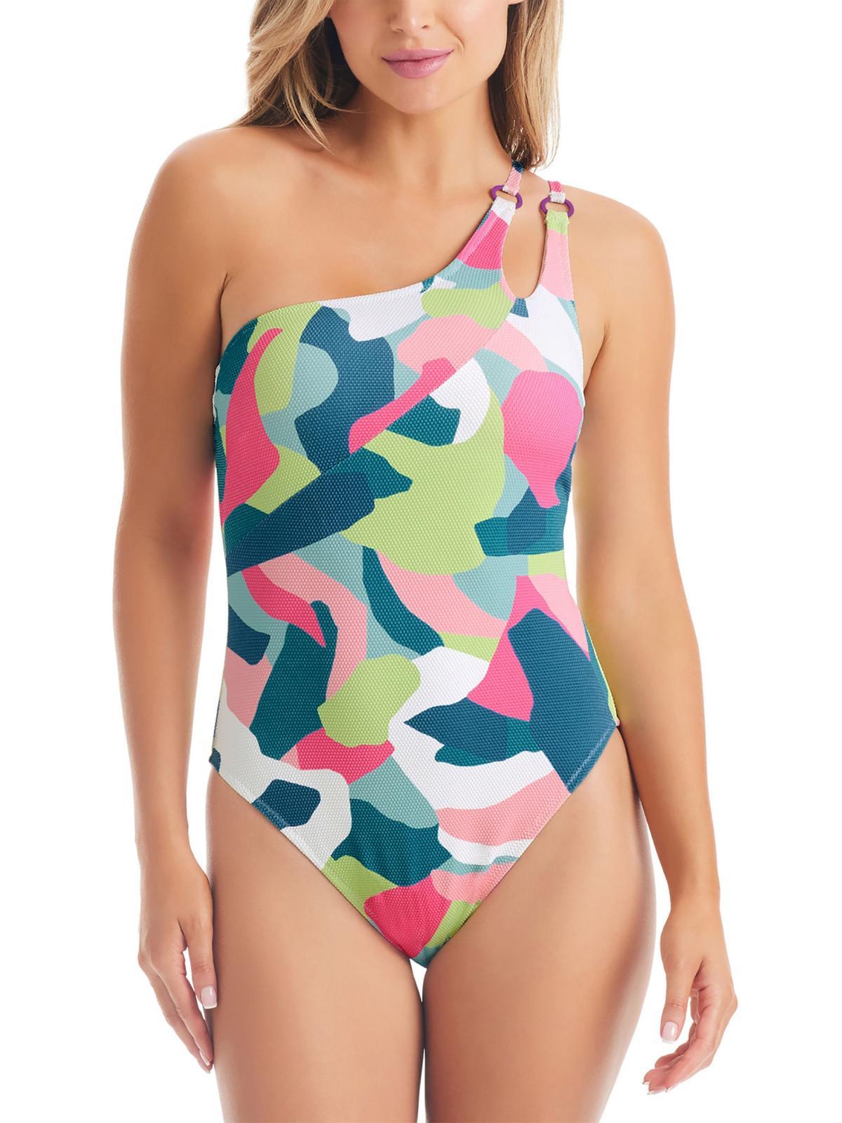 womens textured printed one-piece swimsuit