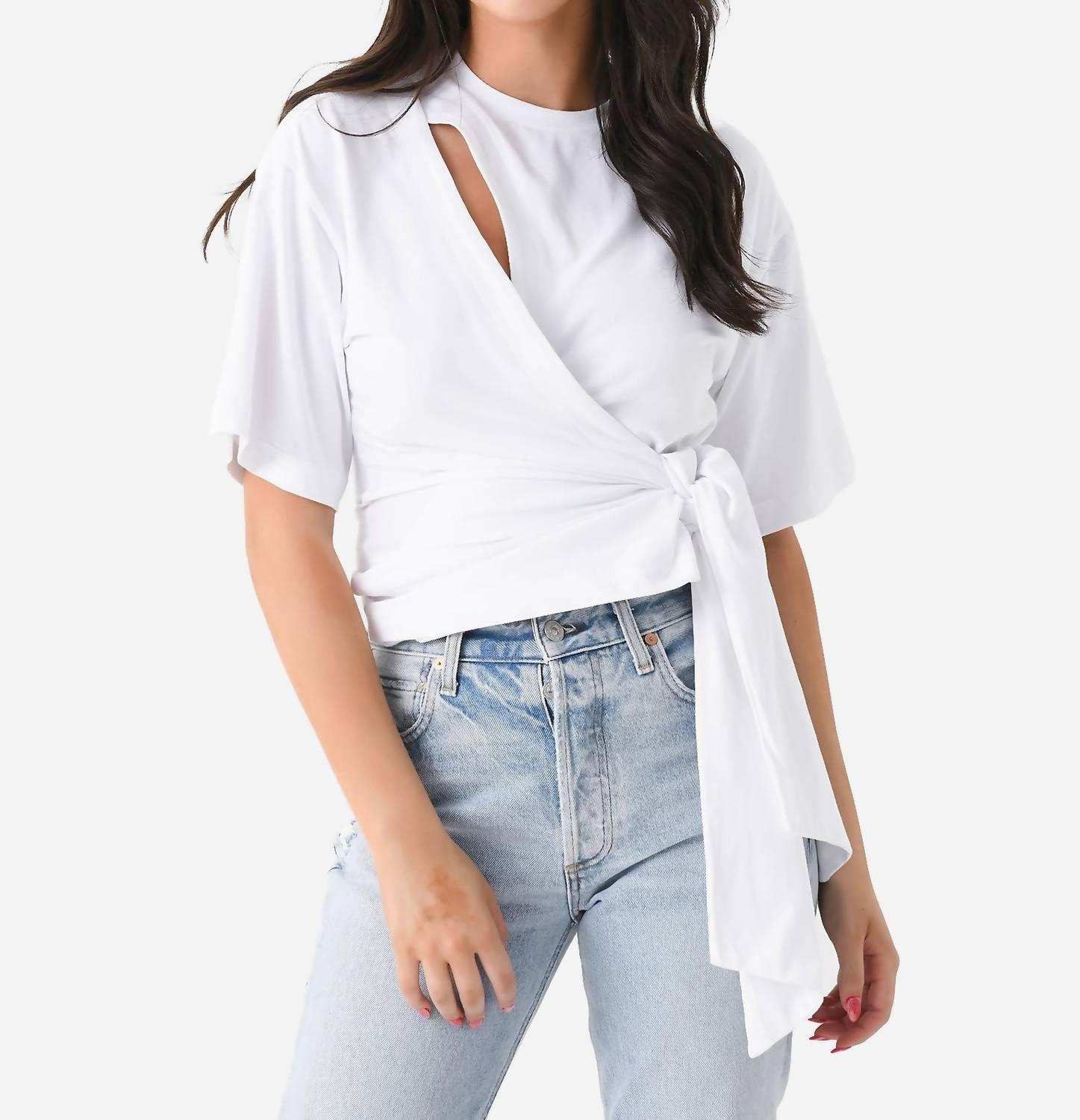 joline wrap tie t-shirt in optic white