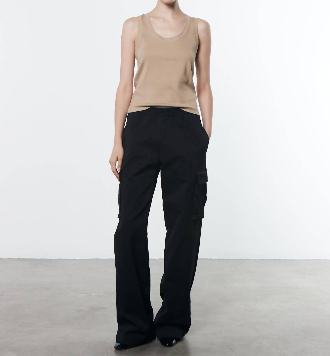 soft touch cargo pant in black