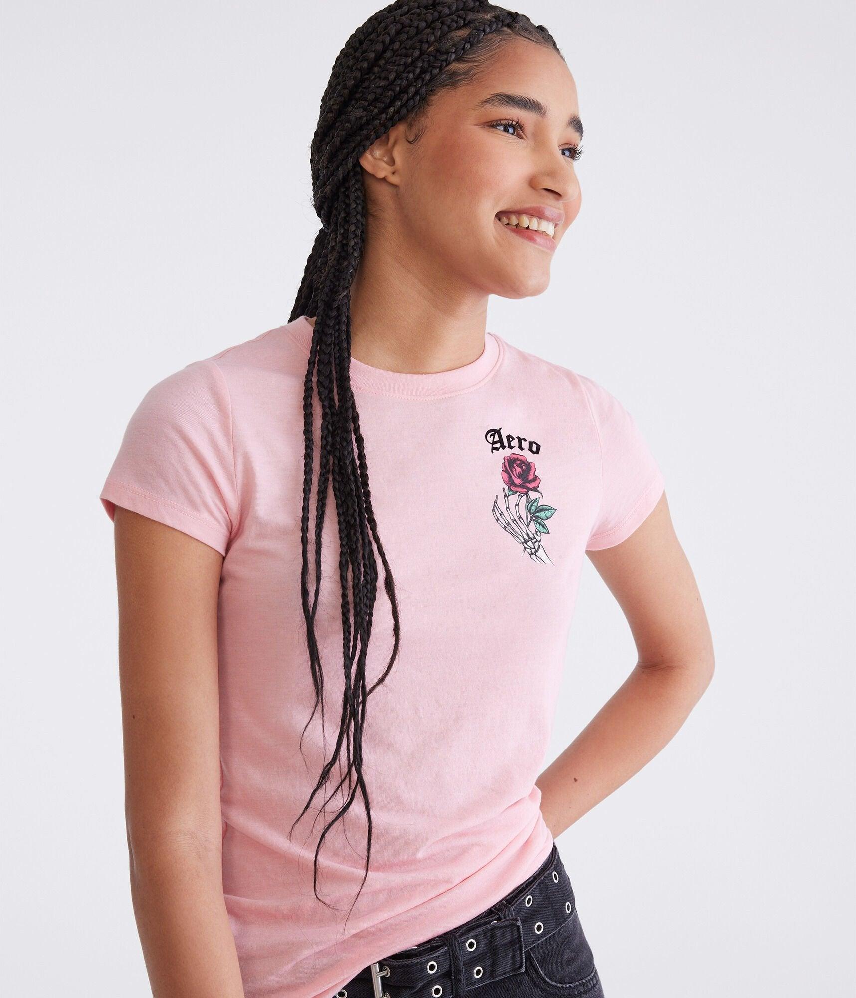 skeleton rose flocked graphic tee