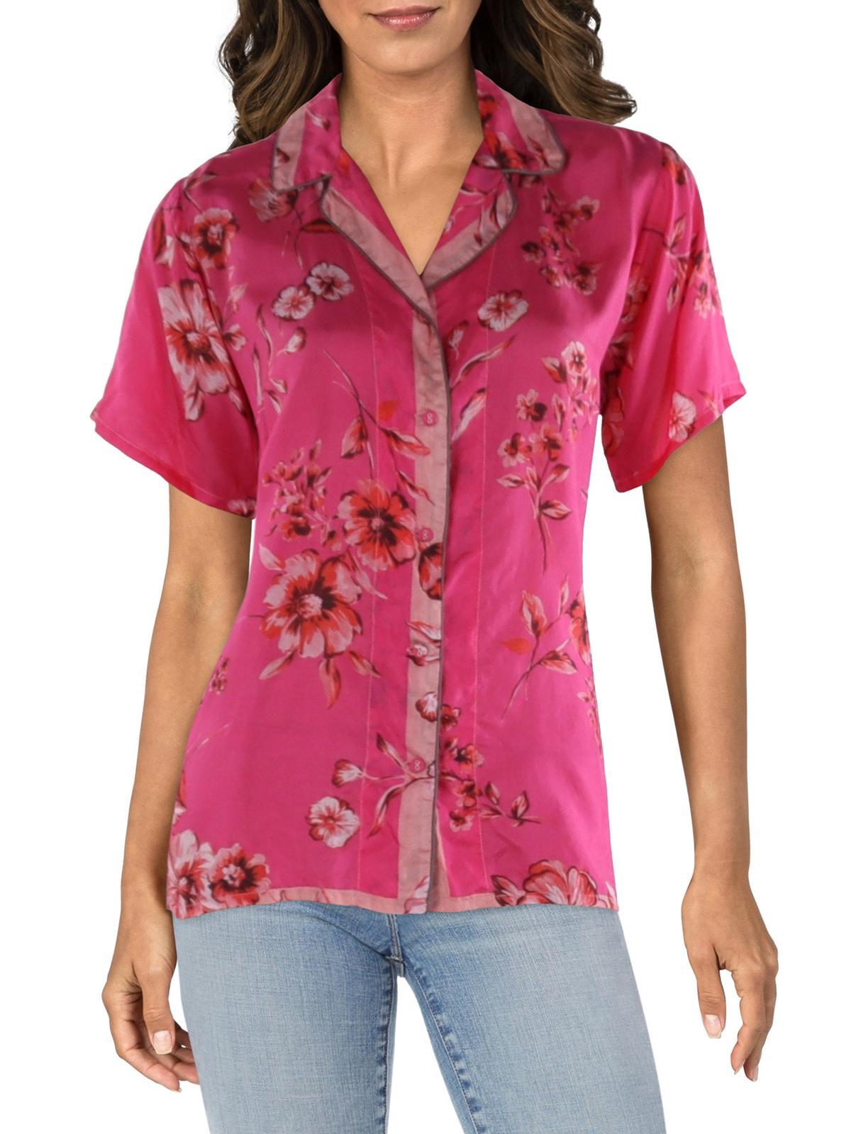 misty  womens collar short sleeve button-down top