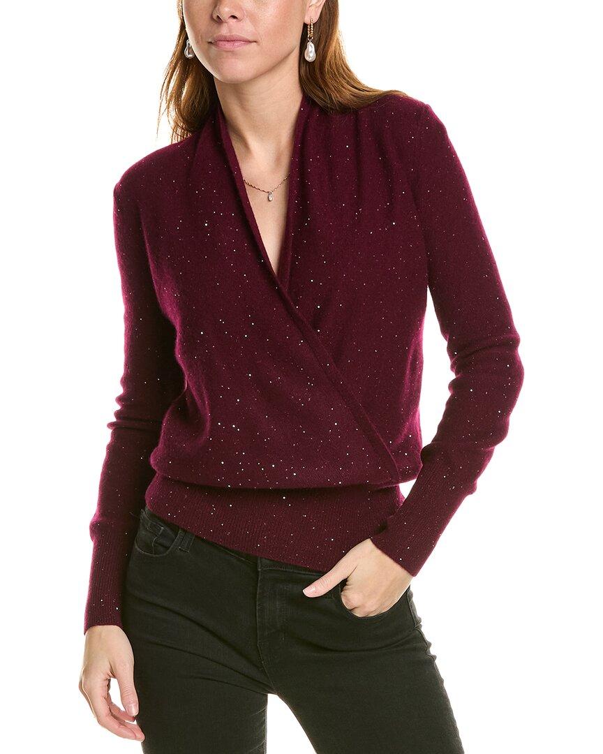 faux wrap cashmere-blend sweater