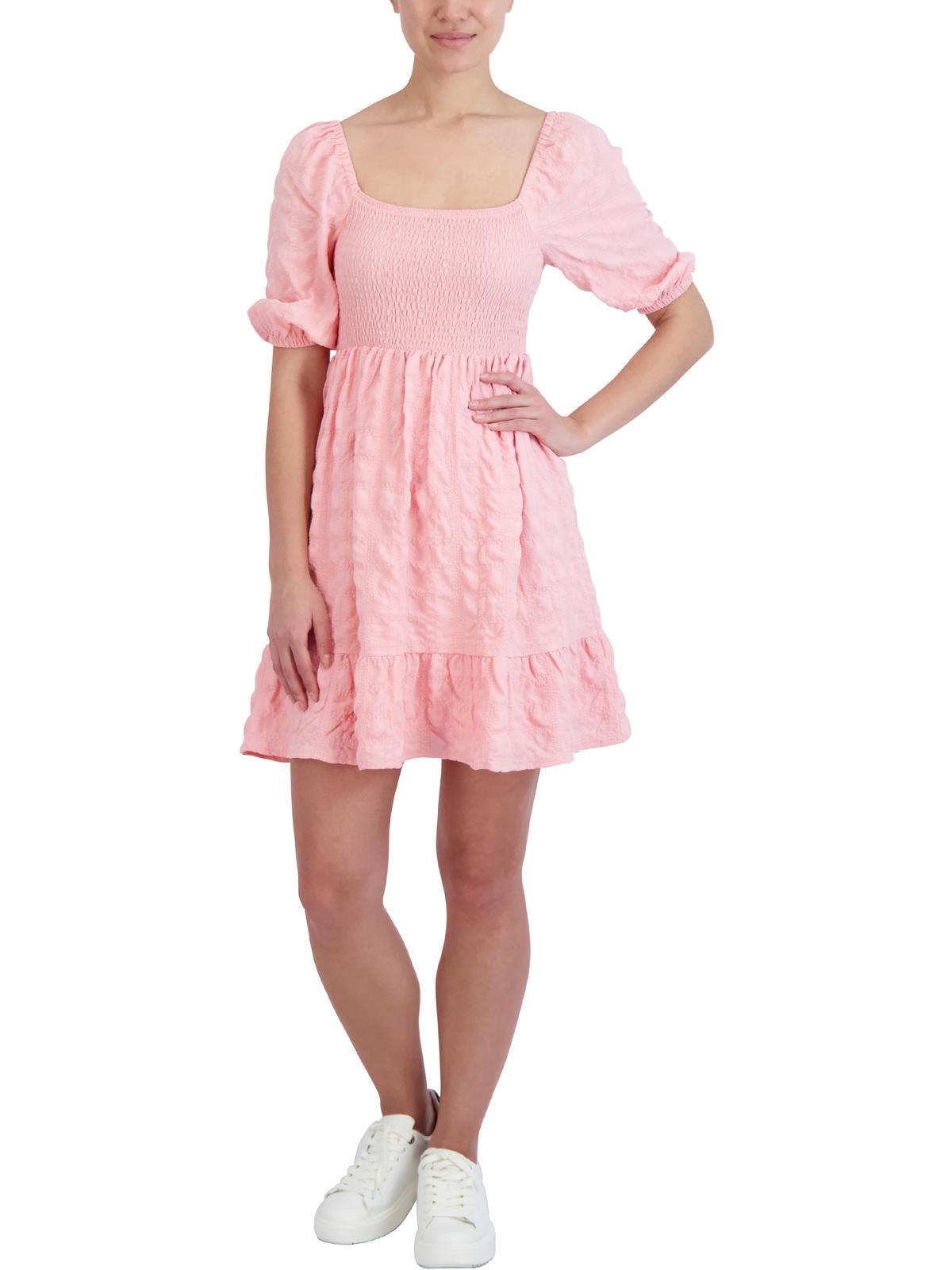 womens puff sleeve short mini dress