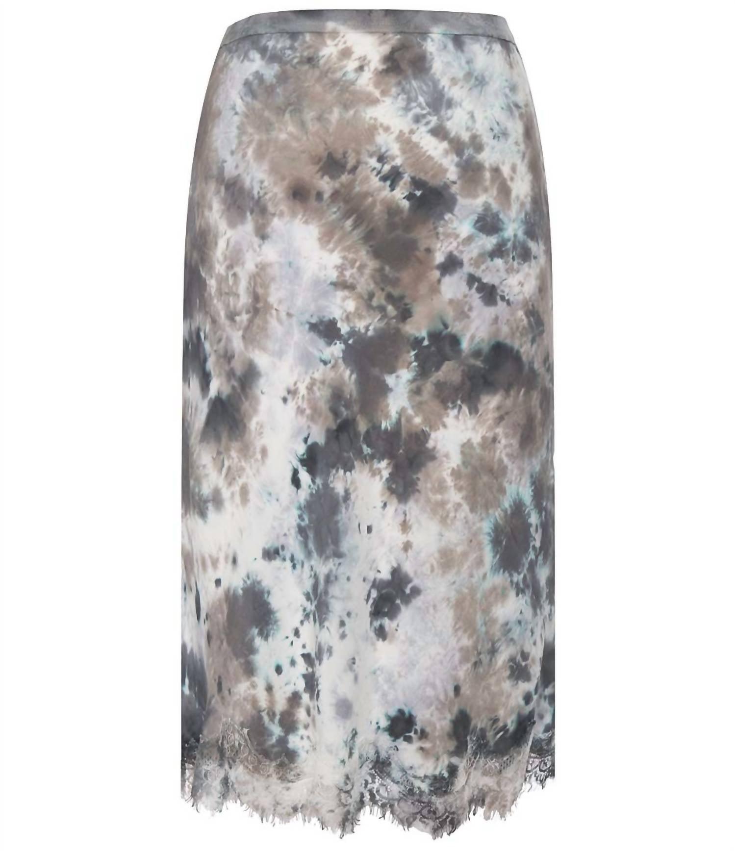 ella tie die bias skirt in grey multi