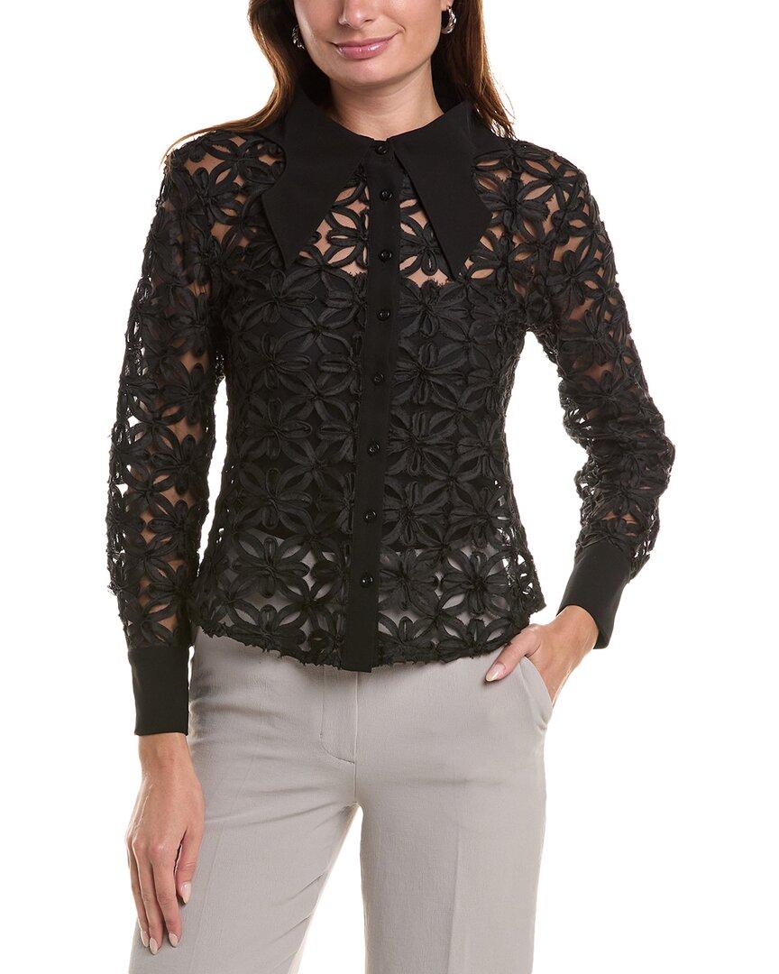 crisscross flower pattern sheer shirt