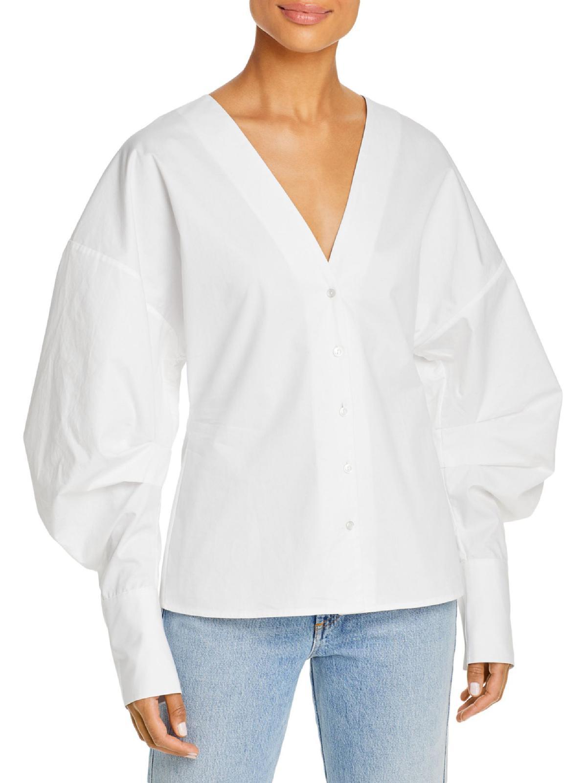 lindsey womens v-neck woven button-down top