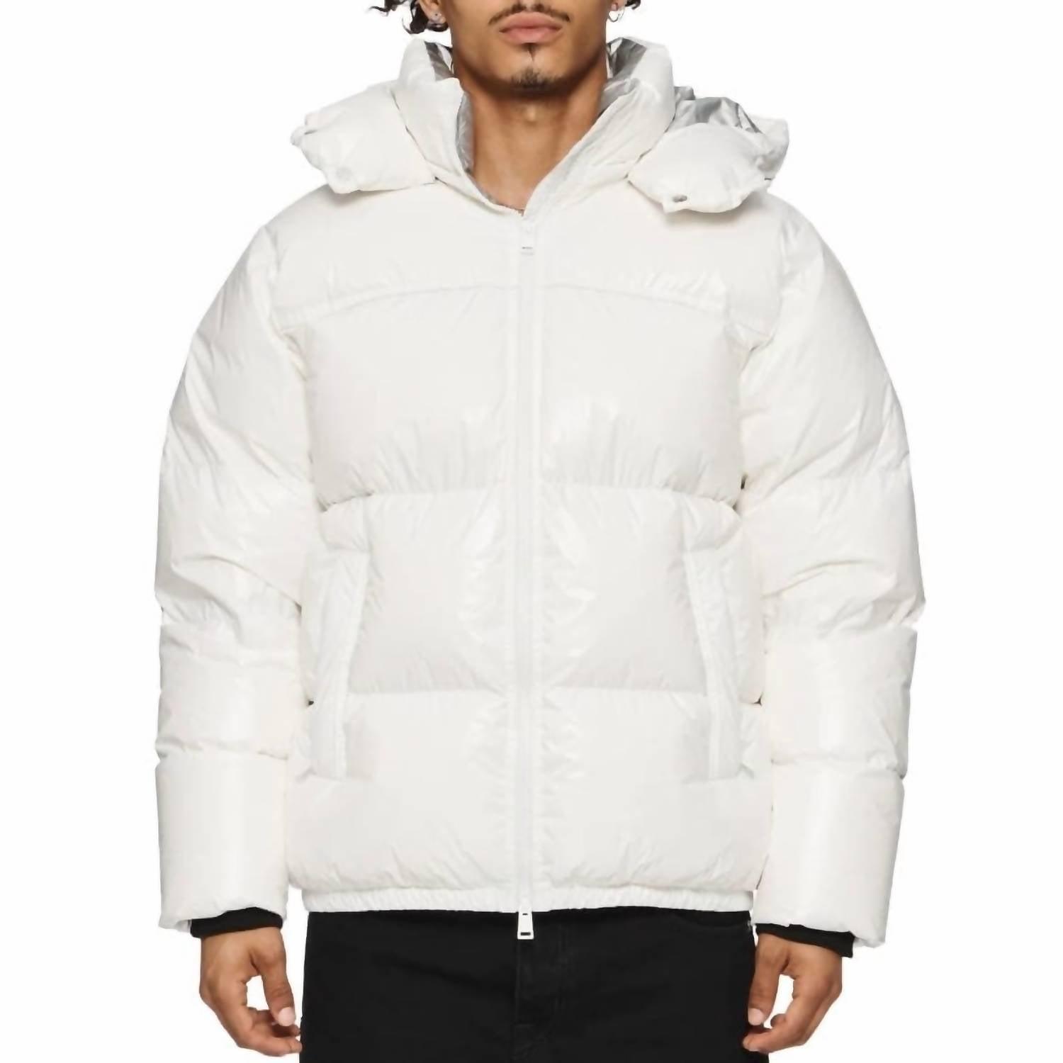 nylon down puffer jacket in snow white