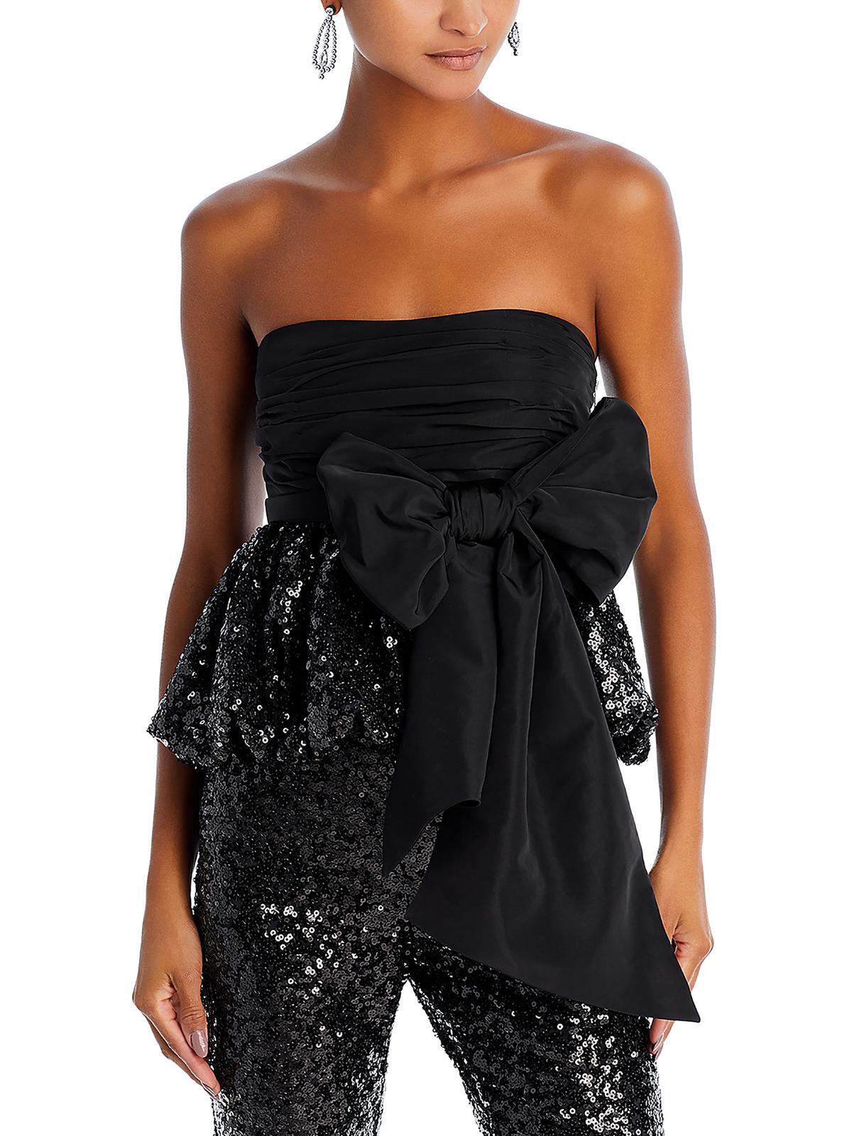 jardena womens sequin bow strapless top