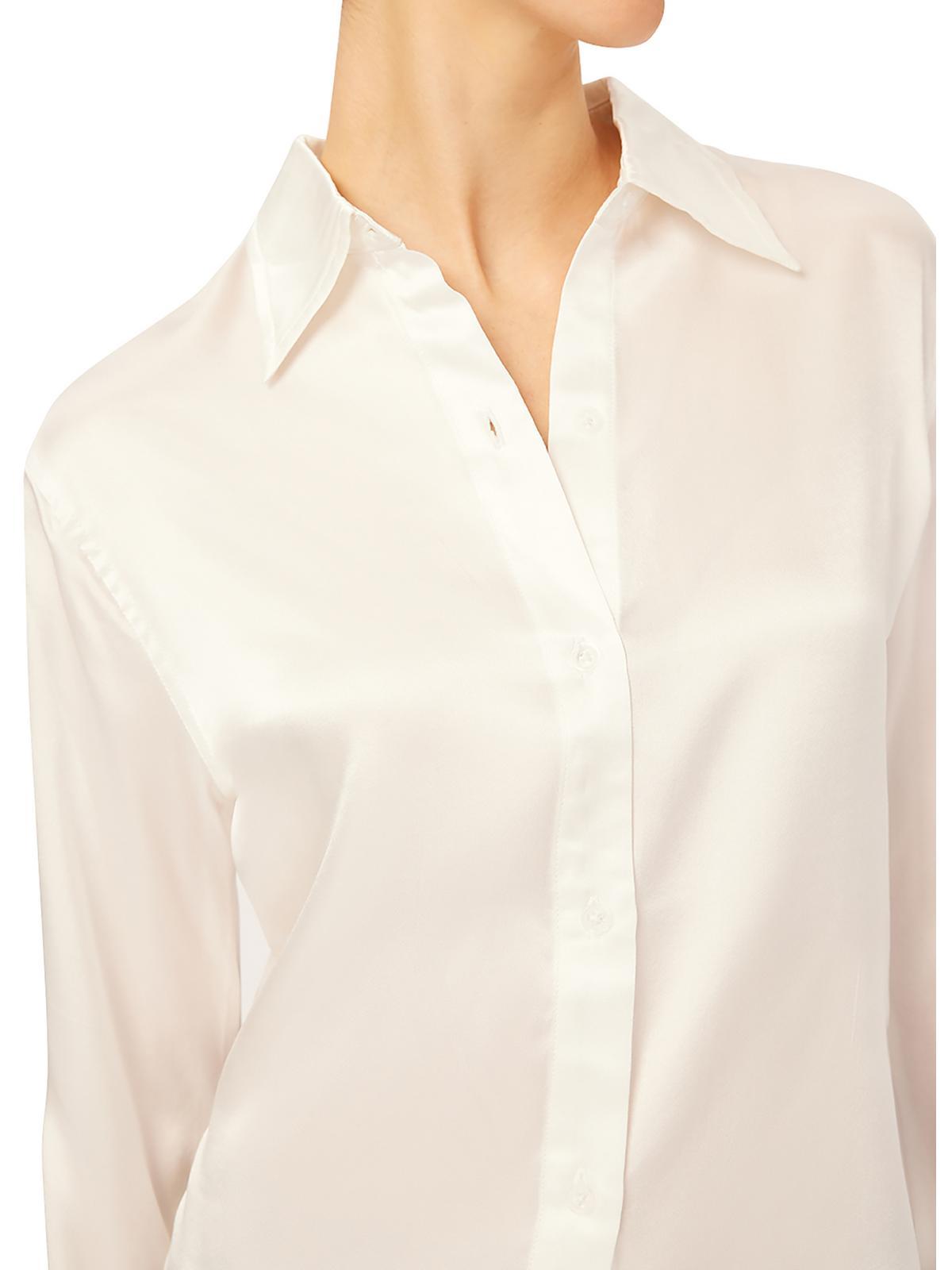 womens silk shimmer button-down top