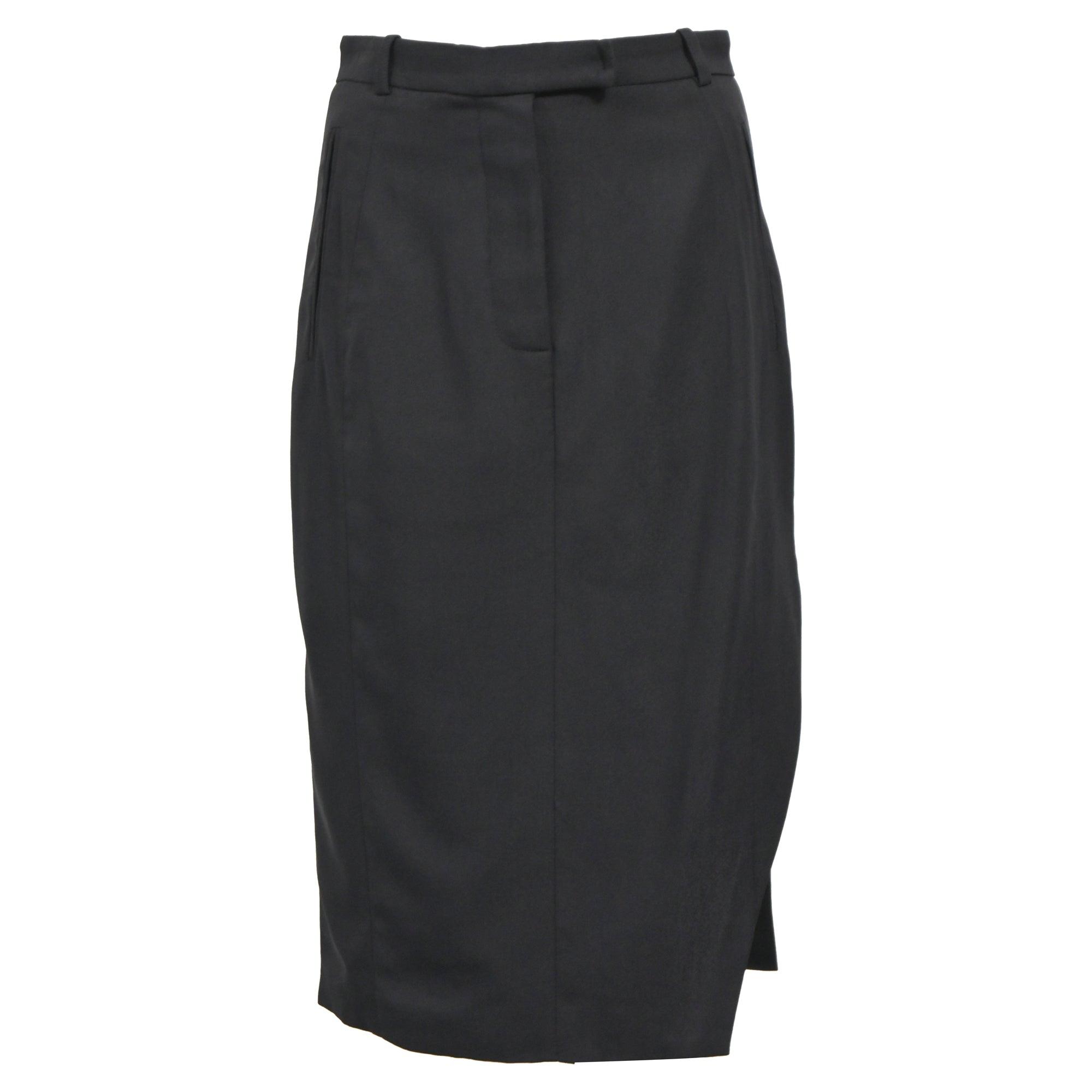 side slit skirt in black wool