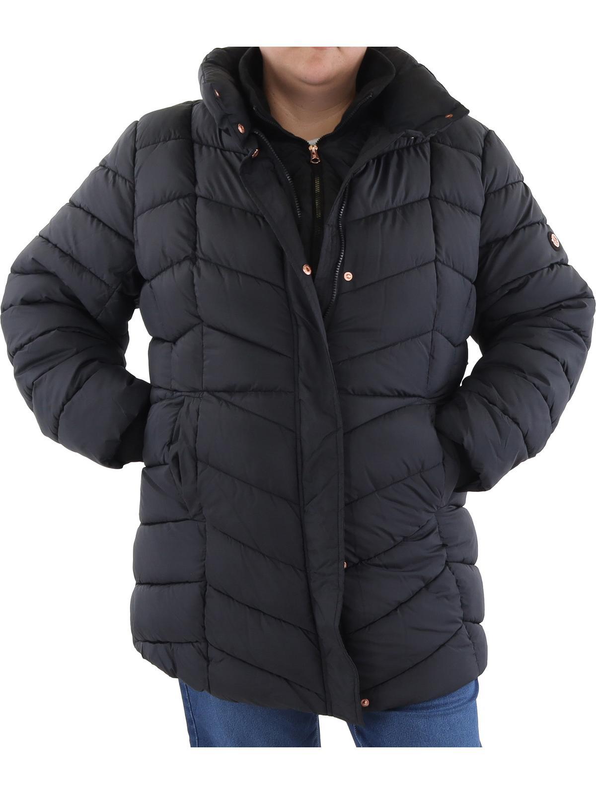 plus womens insulated long sleeve puffer jacket