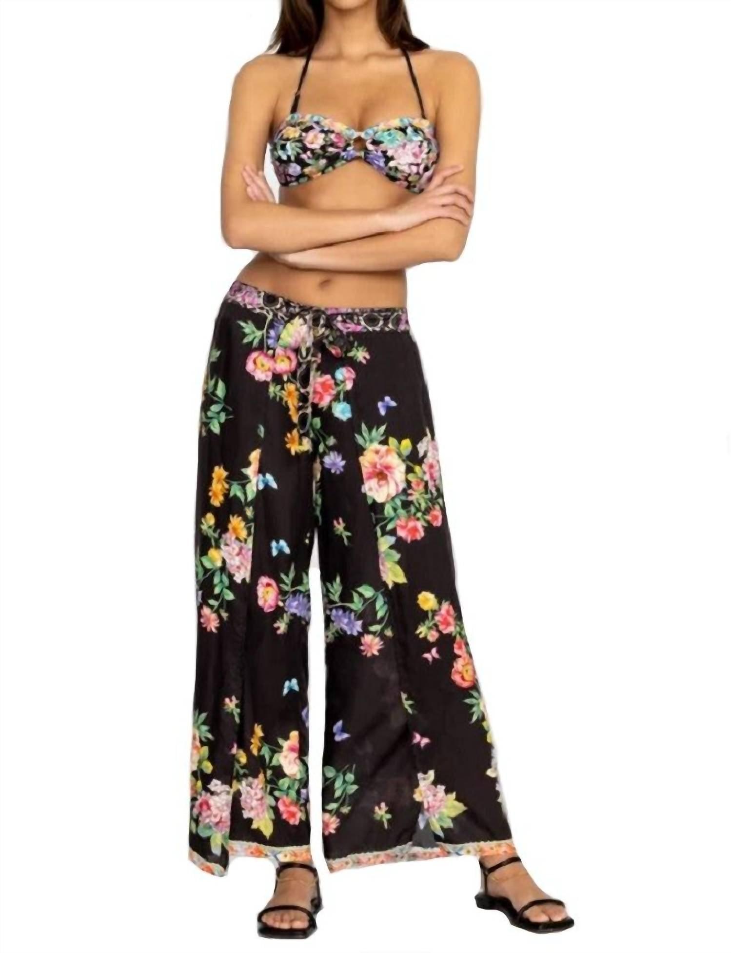 butterfly wrap pant in black multi