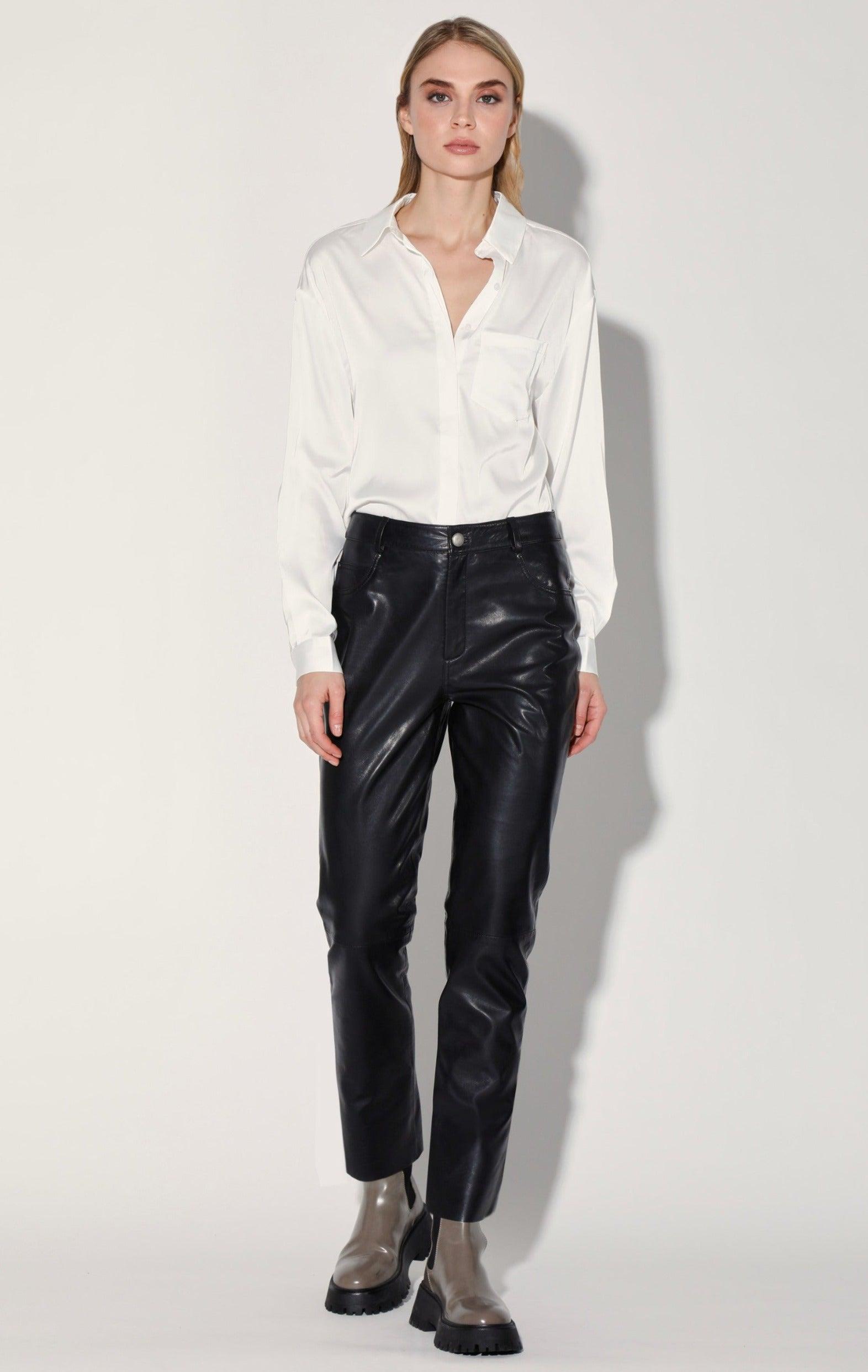 yvette pant, black - leather