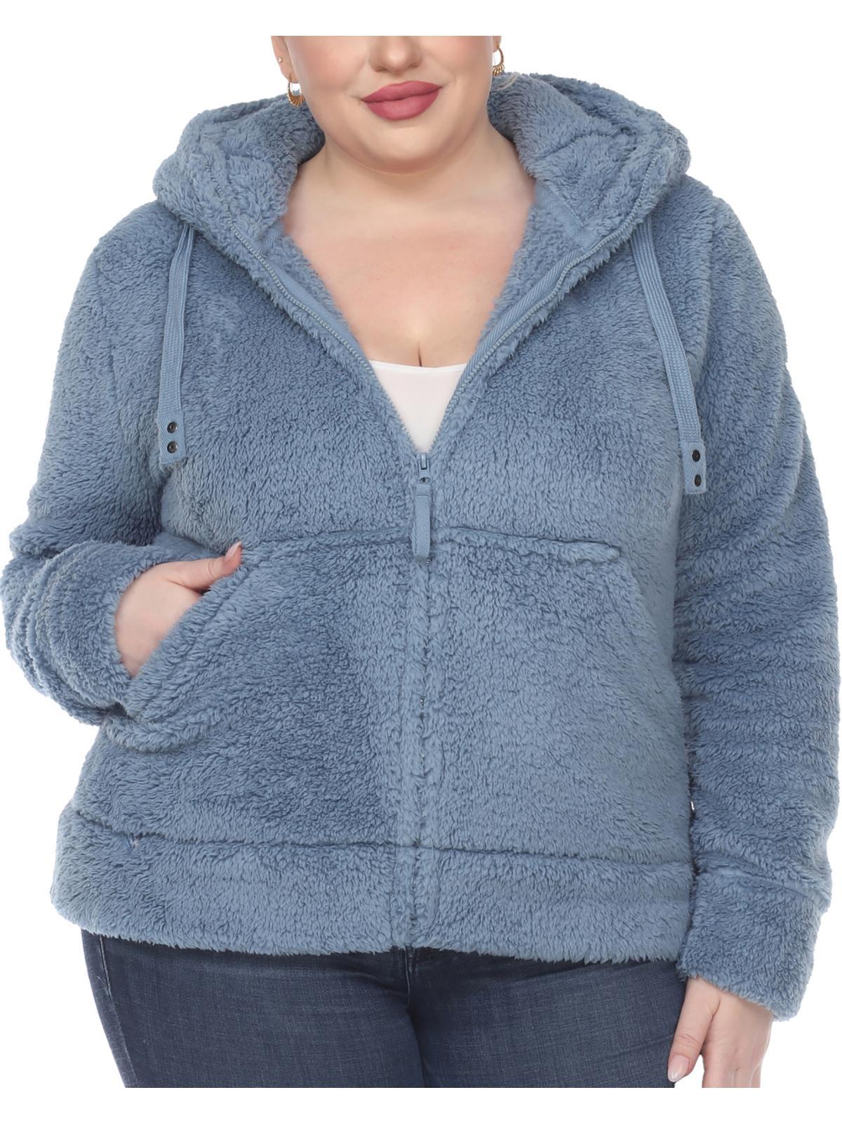 plus womens sherpa hooded fleece jacket