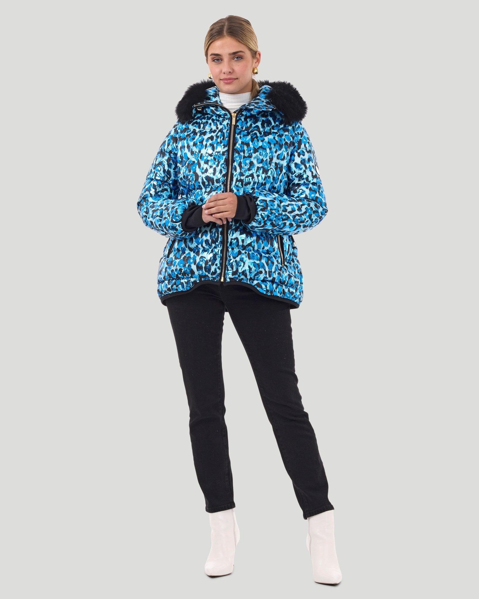 apres-ski jacket with detachable fox hood trim