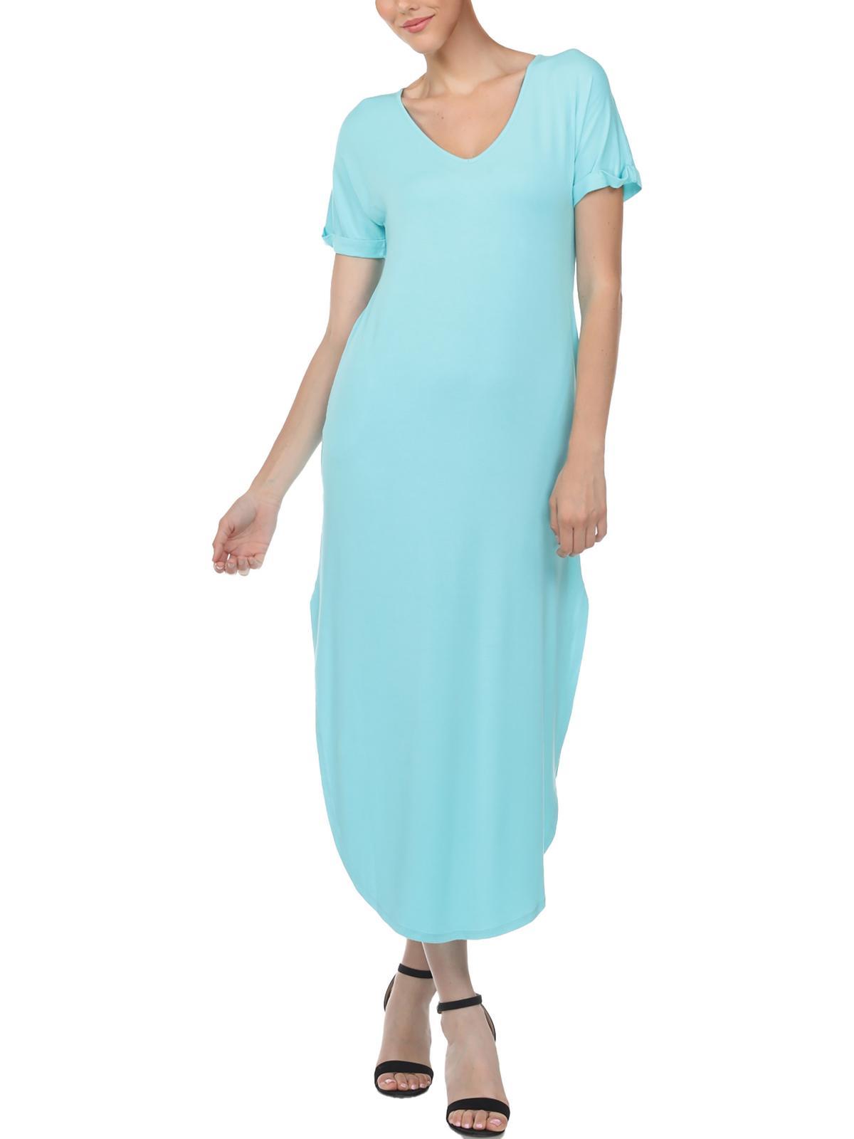 womens side slit long t-shirt dress