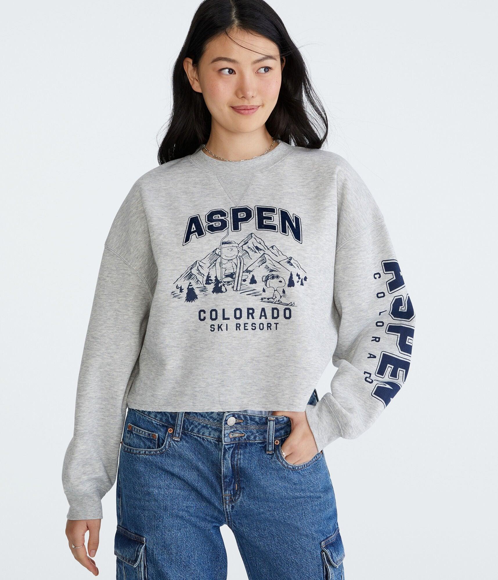 peanuts | aéropostale snoopy aspen cropped crew sweatshirt