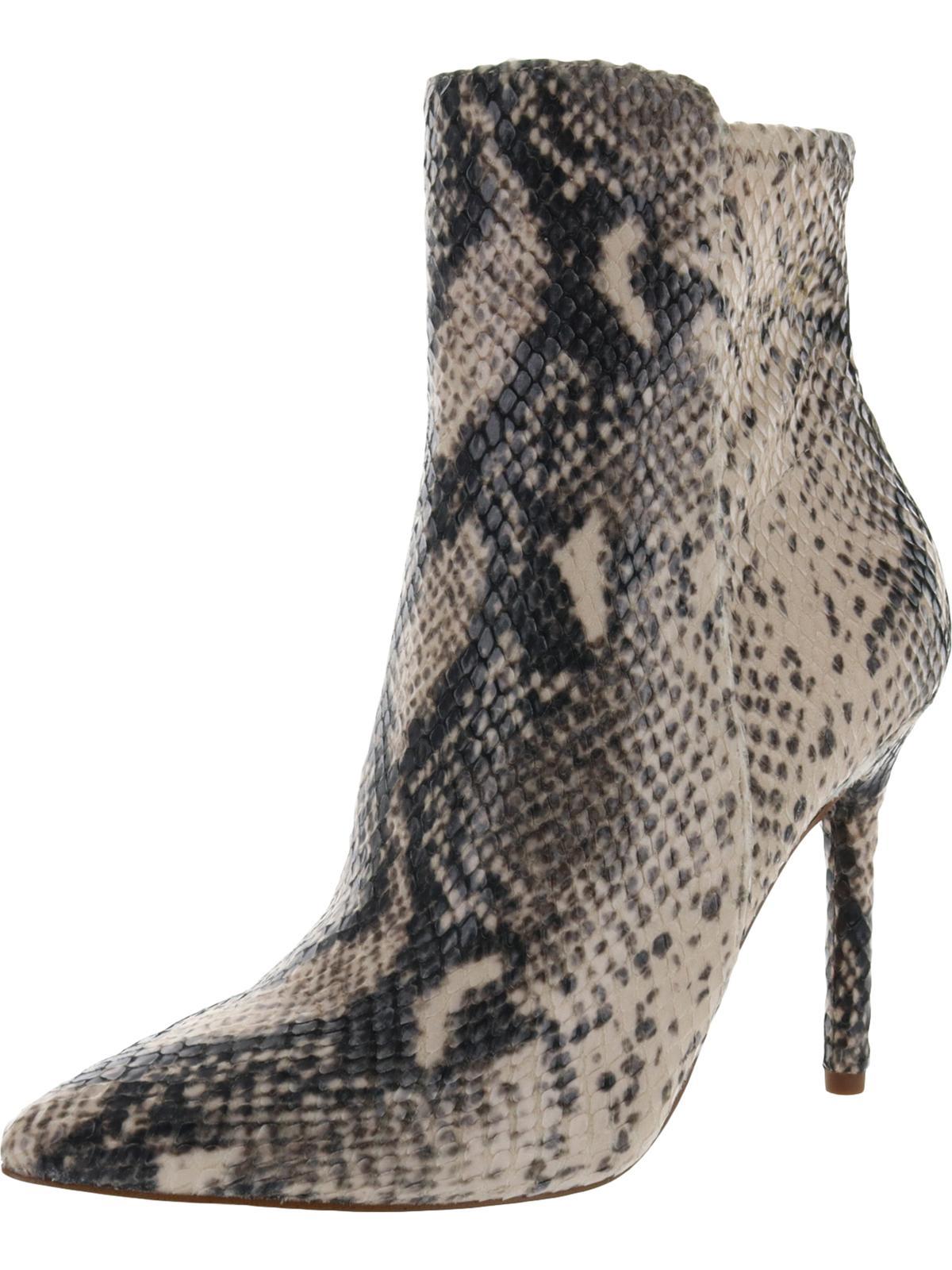 larette womens snake print pointed toe mid-calf boots