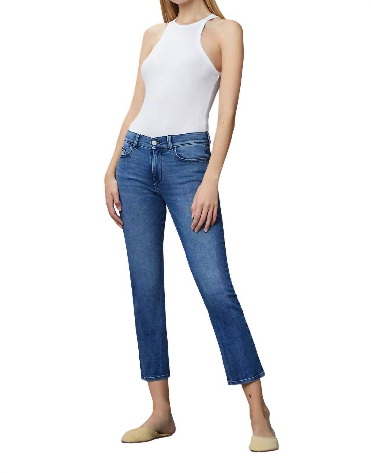 mara straight ankle jeans in blue bird