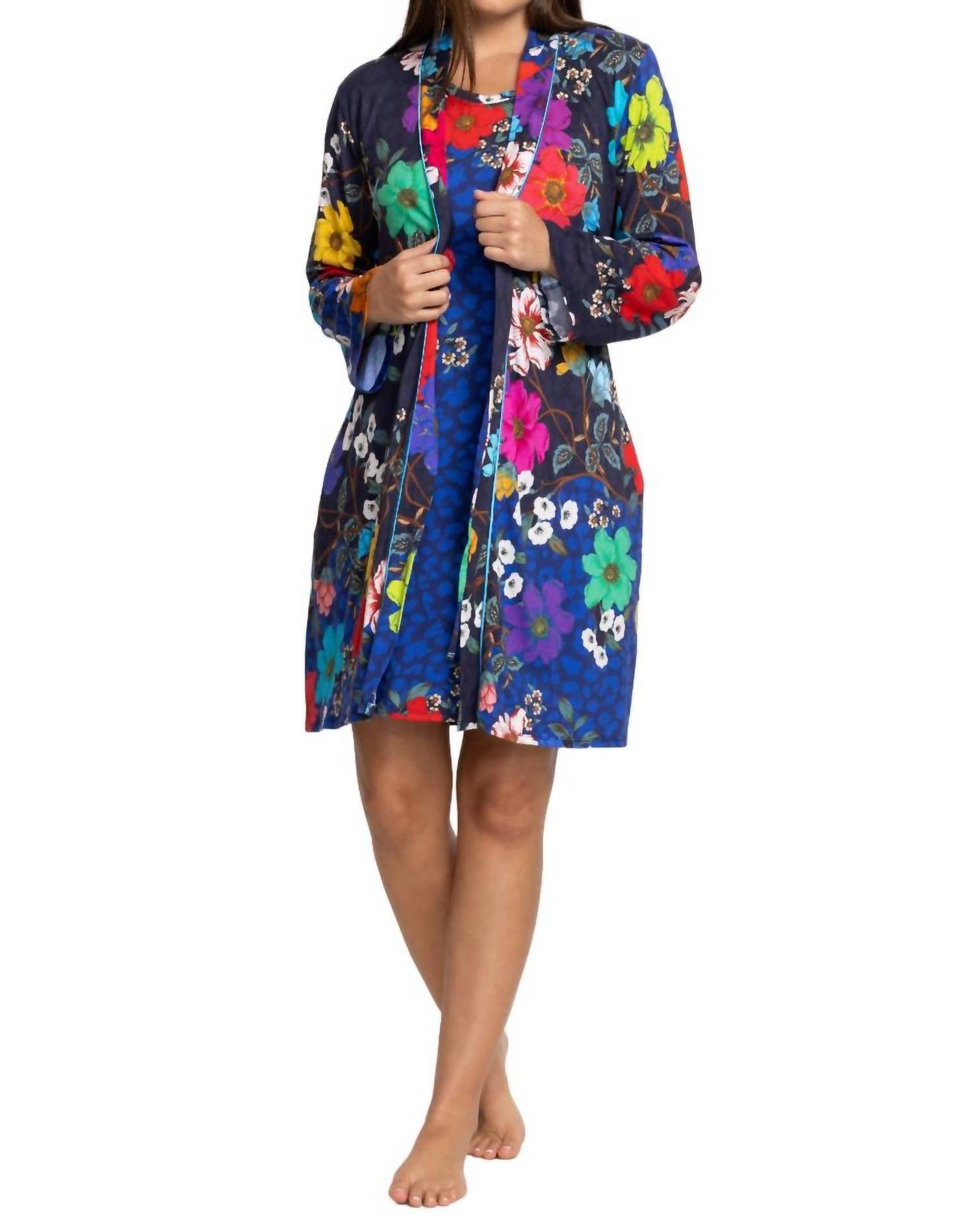 archimal sleep robe in blue multi