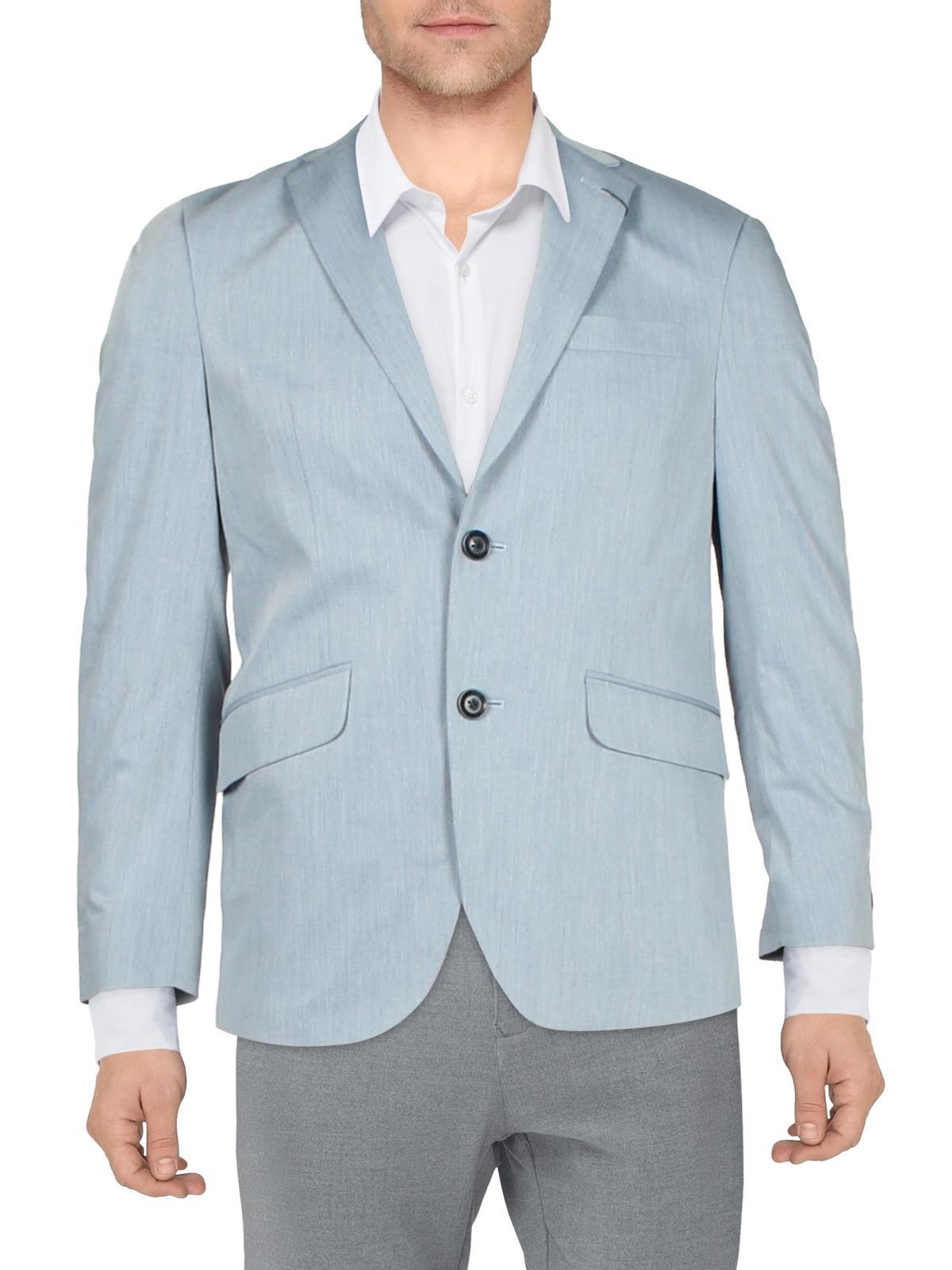 mens woven long sleeves two-button blazer