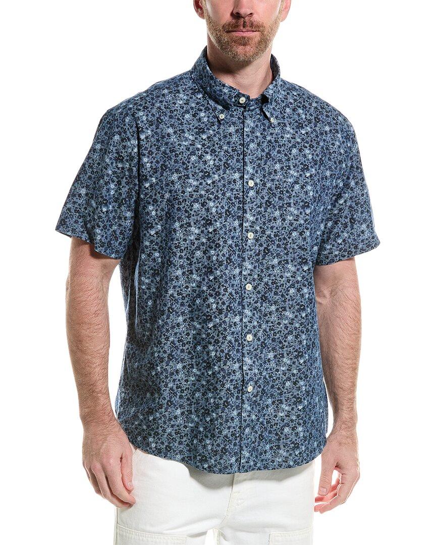 chambray floral regular linen-blend shirt