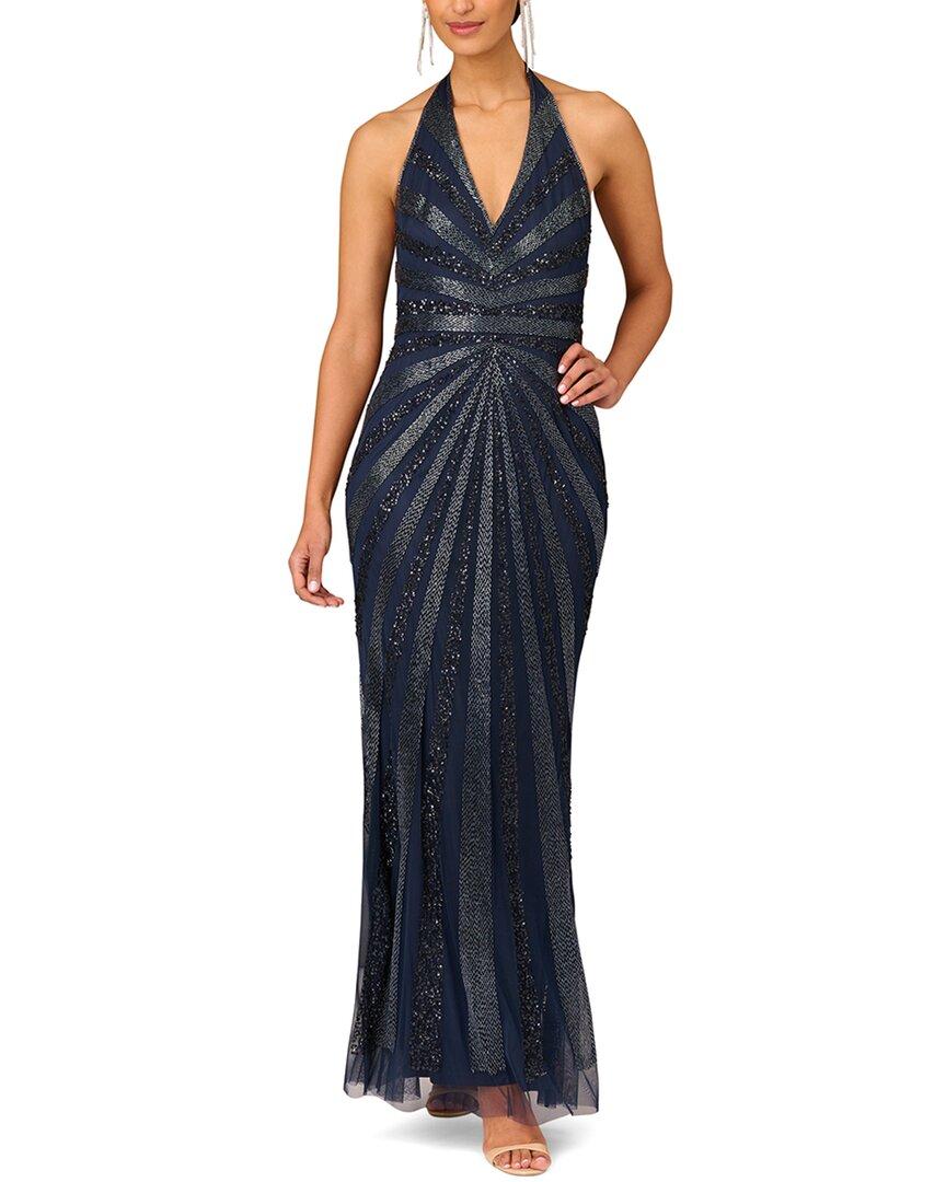 v-neck halter beaded gown