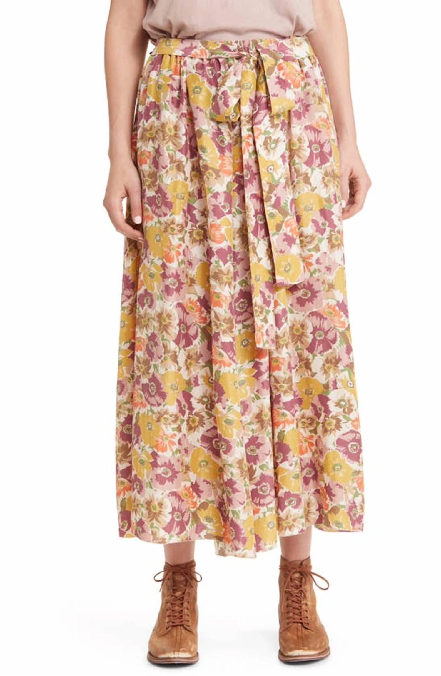 papyrus skirt in golden lilac flower