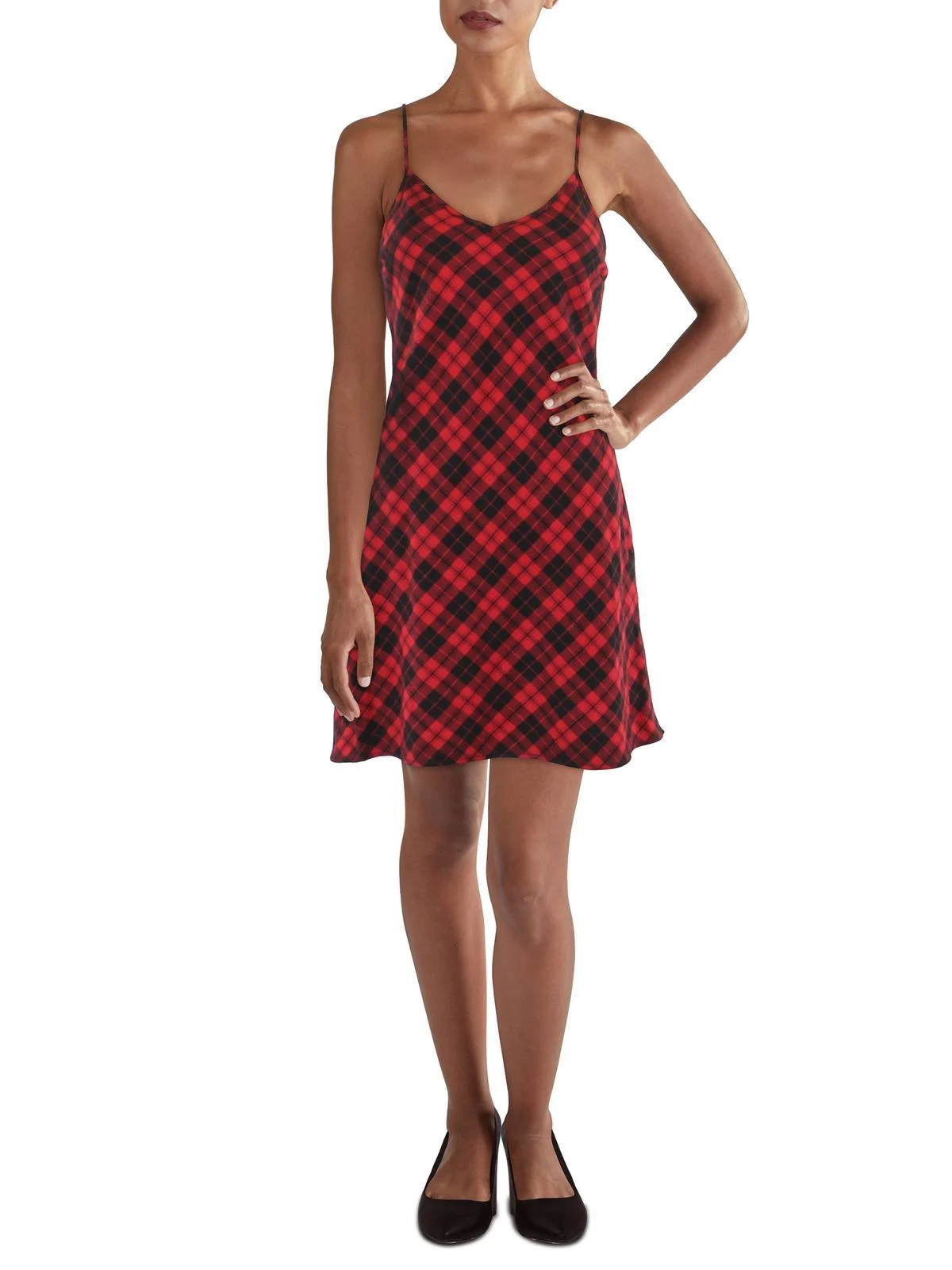 womens plaid mini slip dress