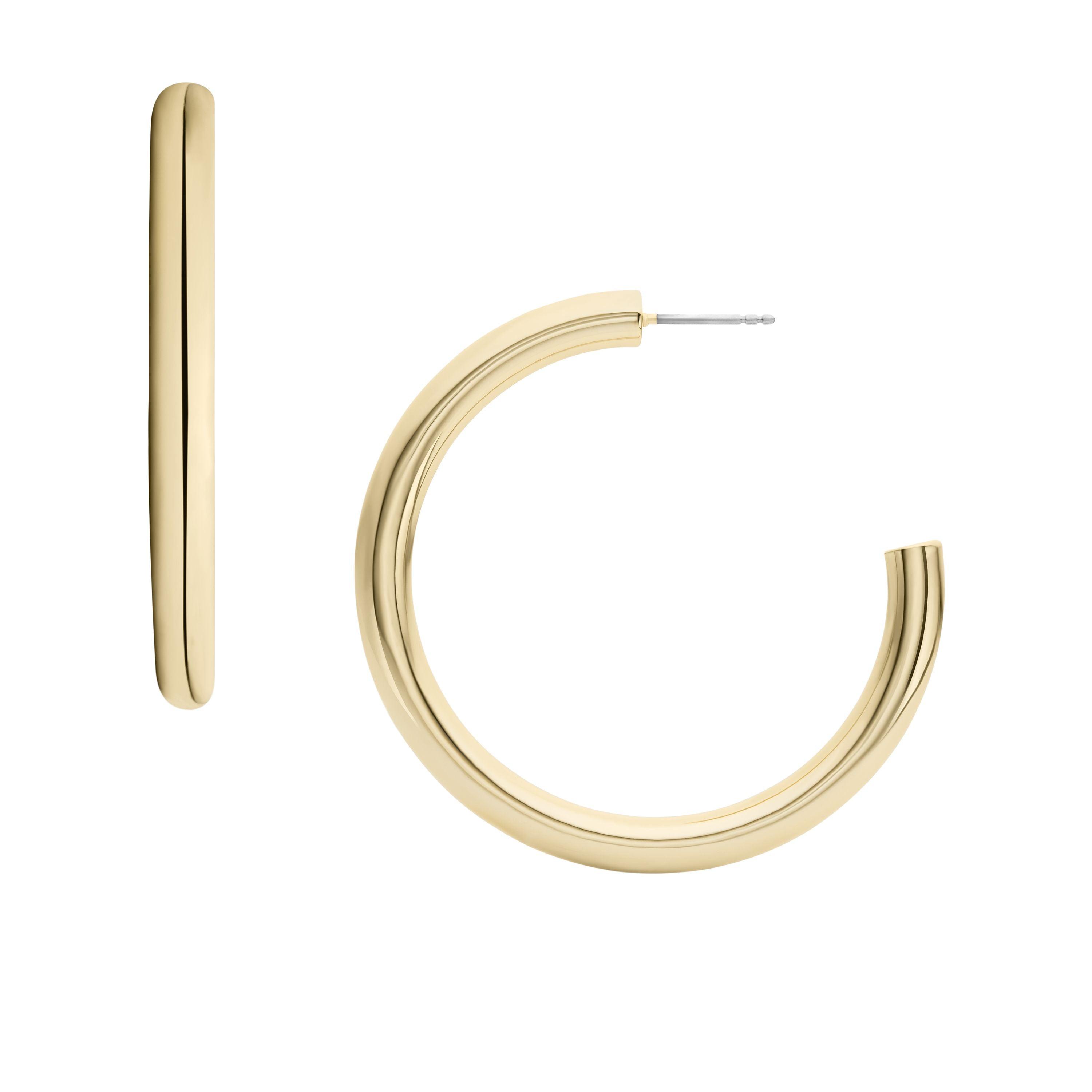 women's gold-tone brass hoop earrings