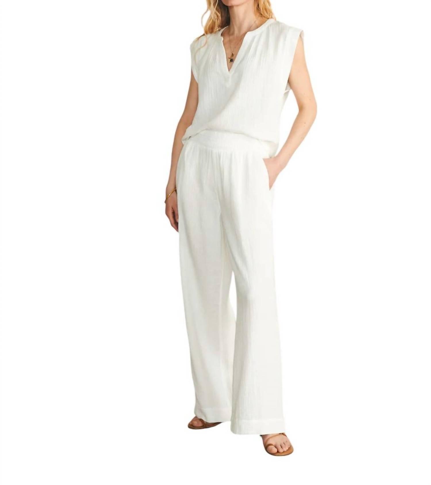 dream cotton gauze wide leg pants in white