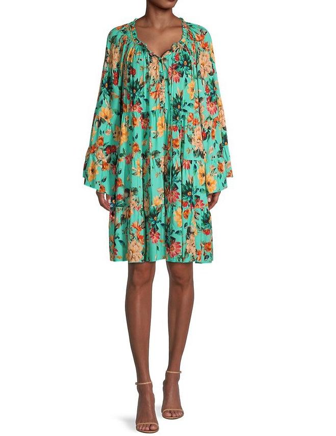 women tulum relaxed floral tiered mini dress multicolor