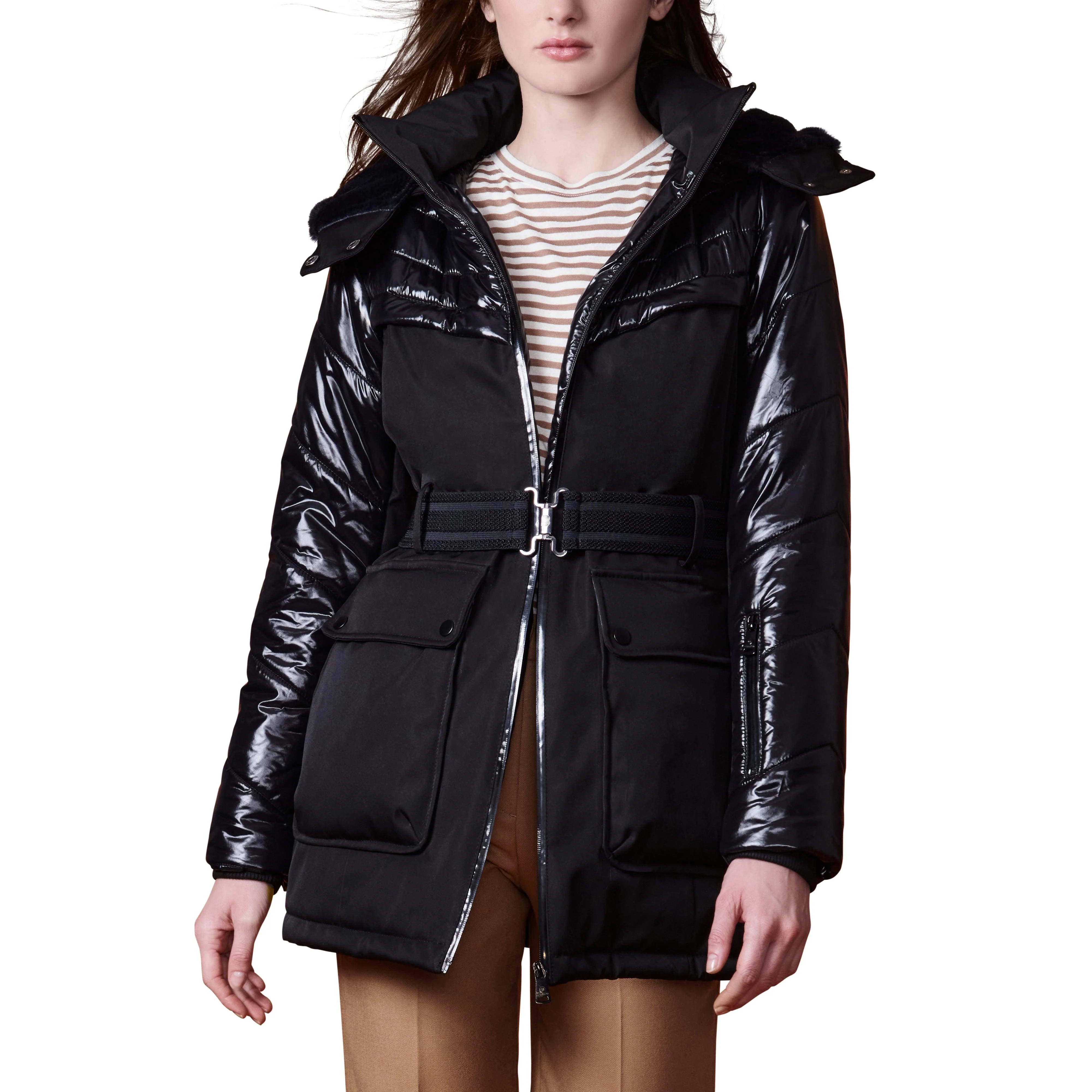 belted ski jacket