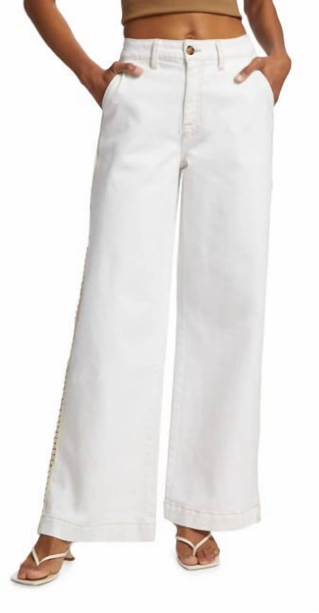 dixon wide leg with crochet denim in ecru