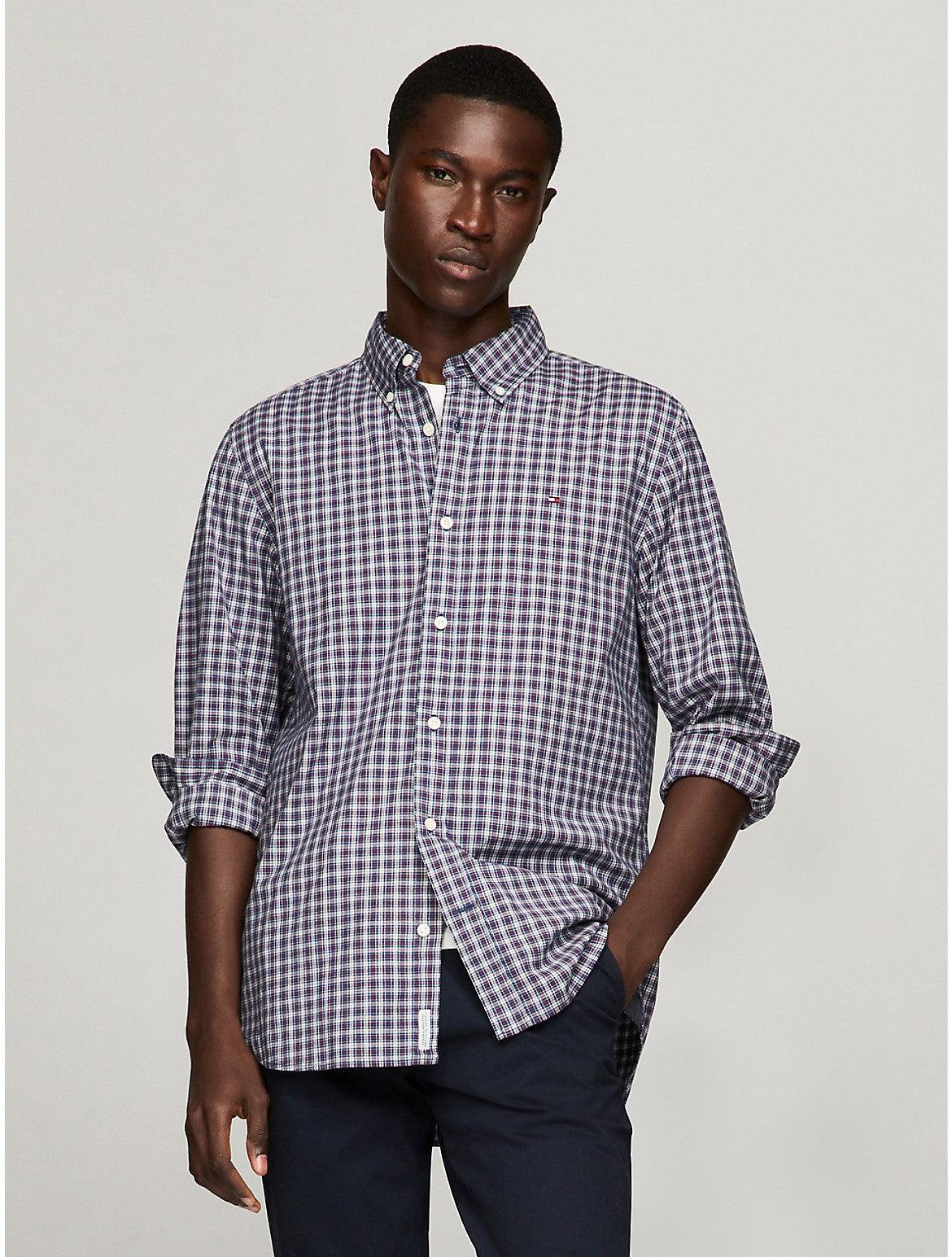 men's mini tartan regular fit poplin shirt