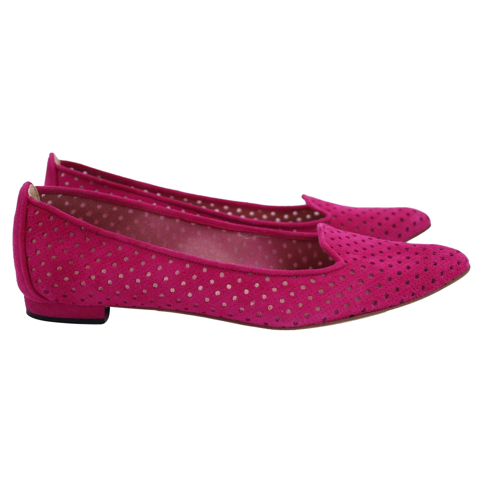 perforated loafers in pink suede