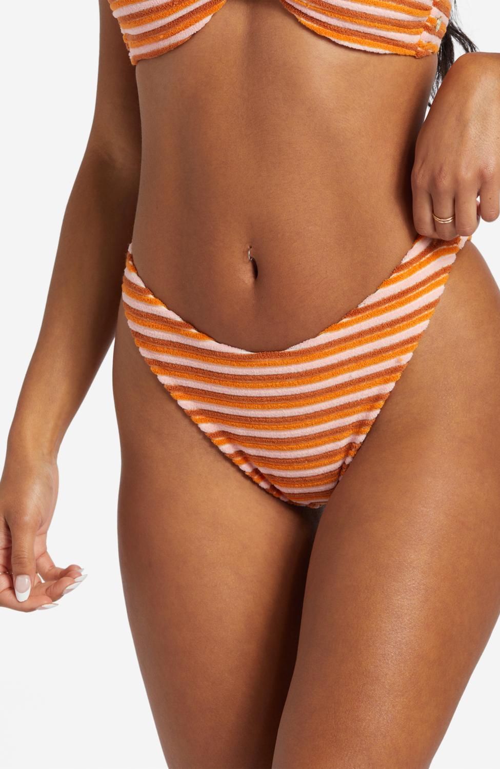 tides terry skimpy hike bikini bottom in orange multi