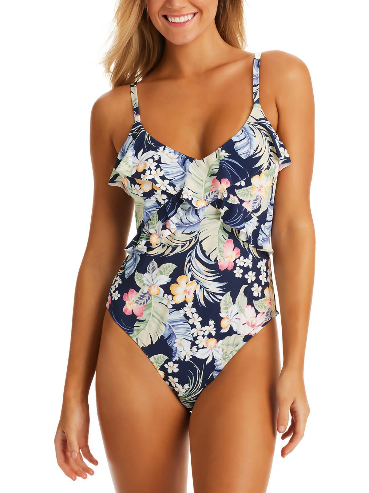 womens floral ruffled one-piece swimsuit