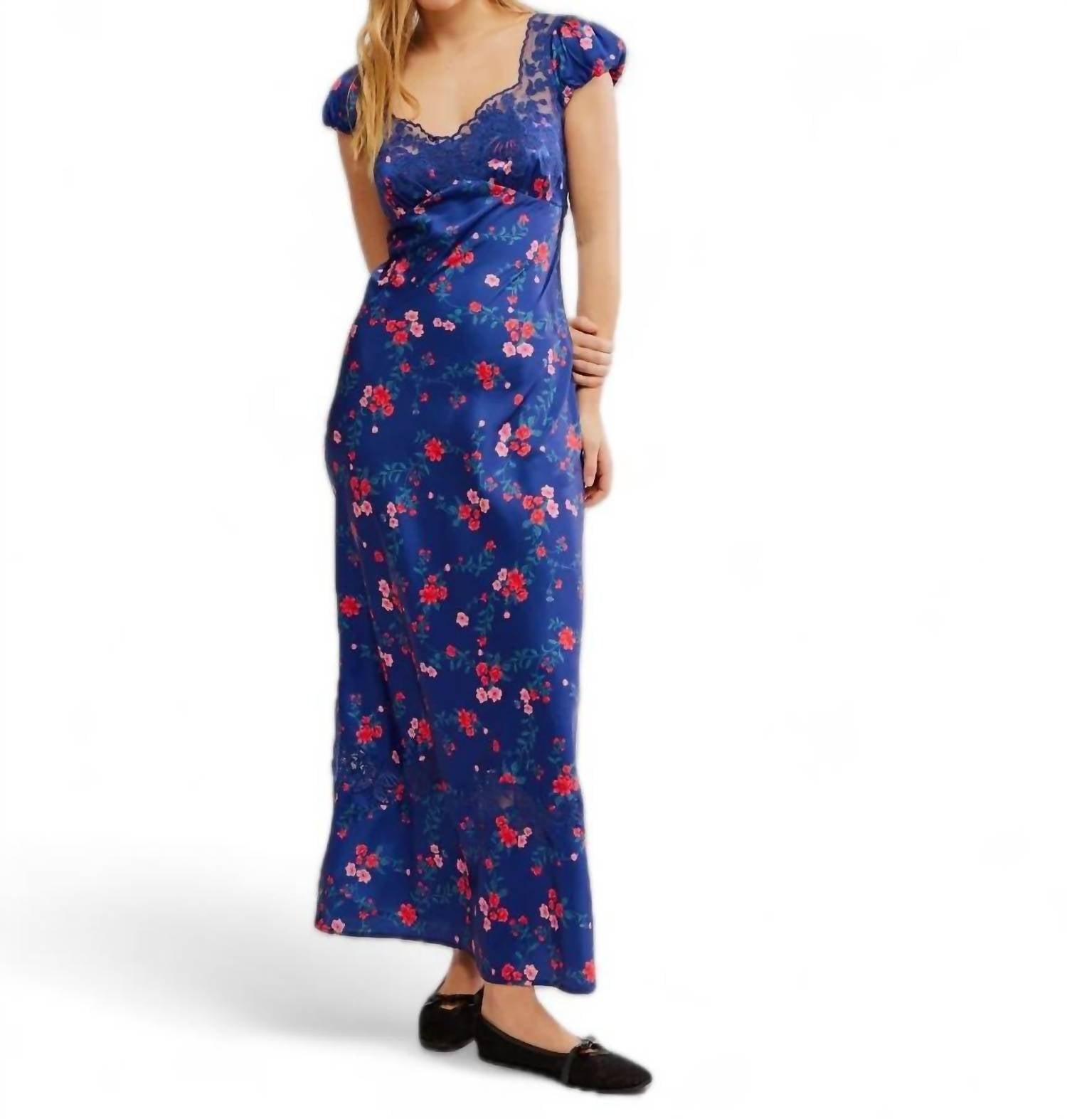 butterfly babe midi dress in navy combo