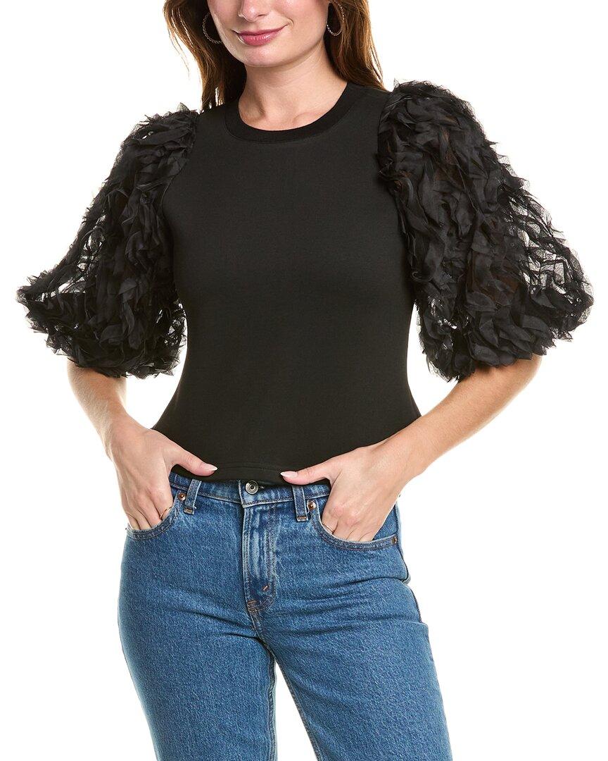 wavey applique sleeve top