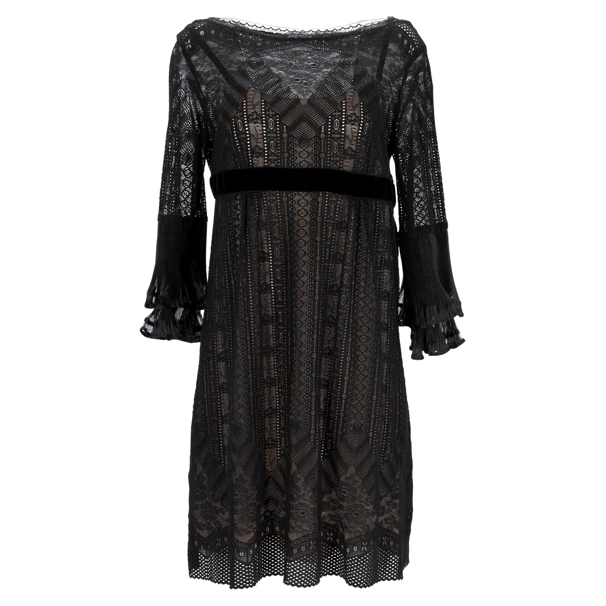 philosophy by  mini lace long sleeve dress in black polyester