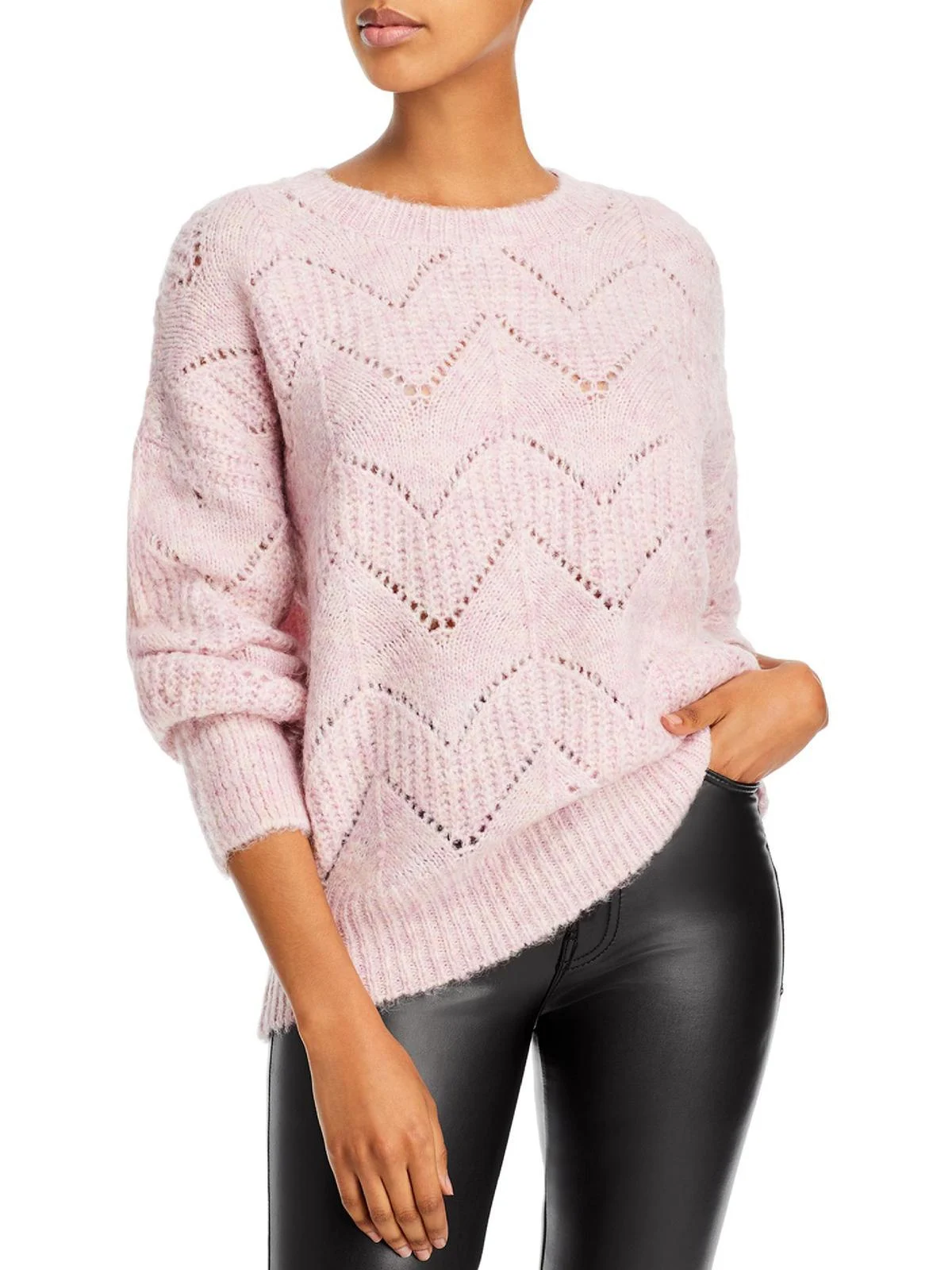 womens stitched knit crewneck sweater