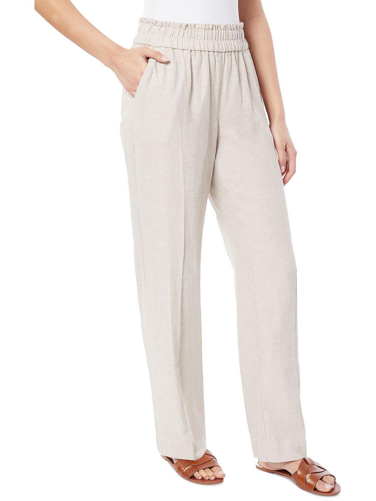 womens linen high rise wide leg pants