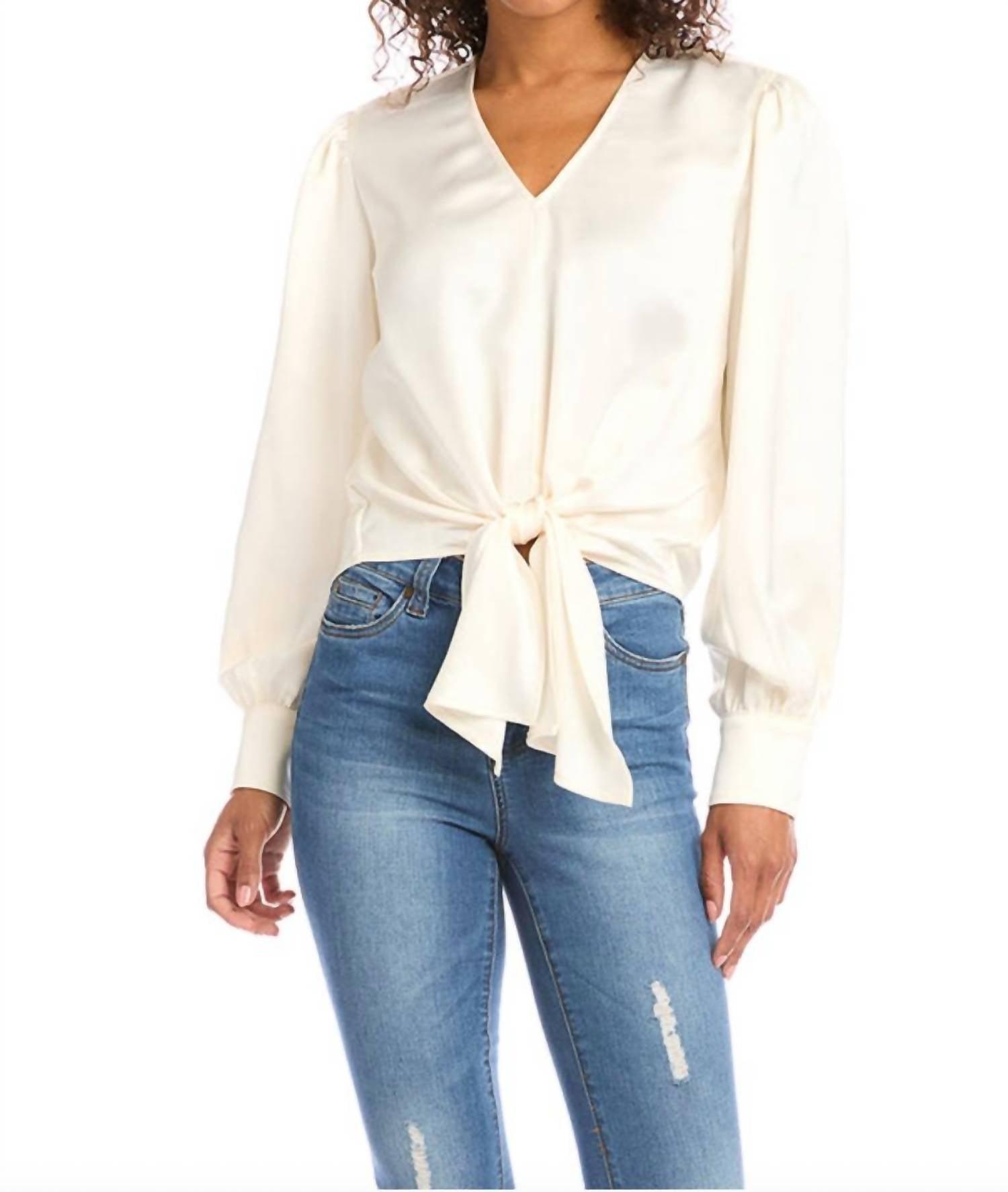 tie-front blouse in ivory