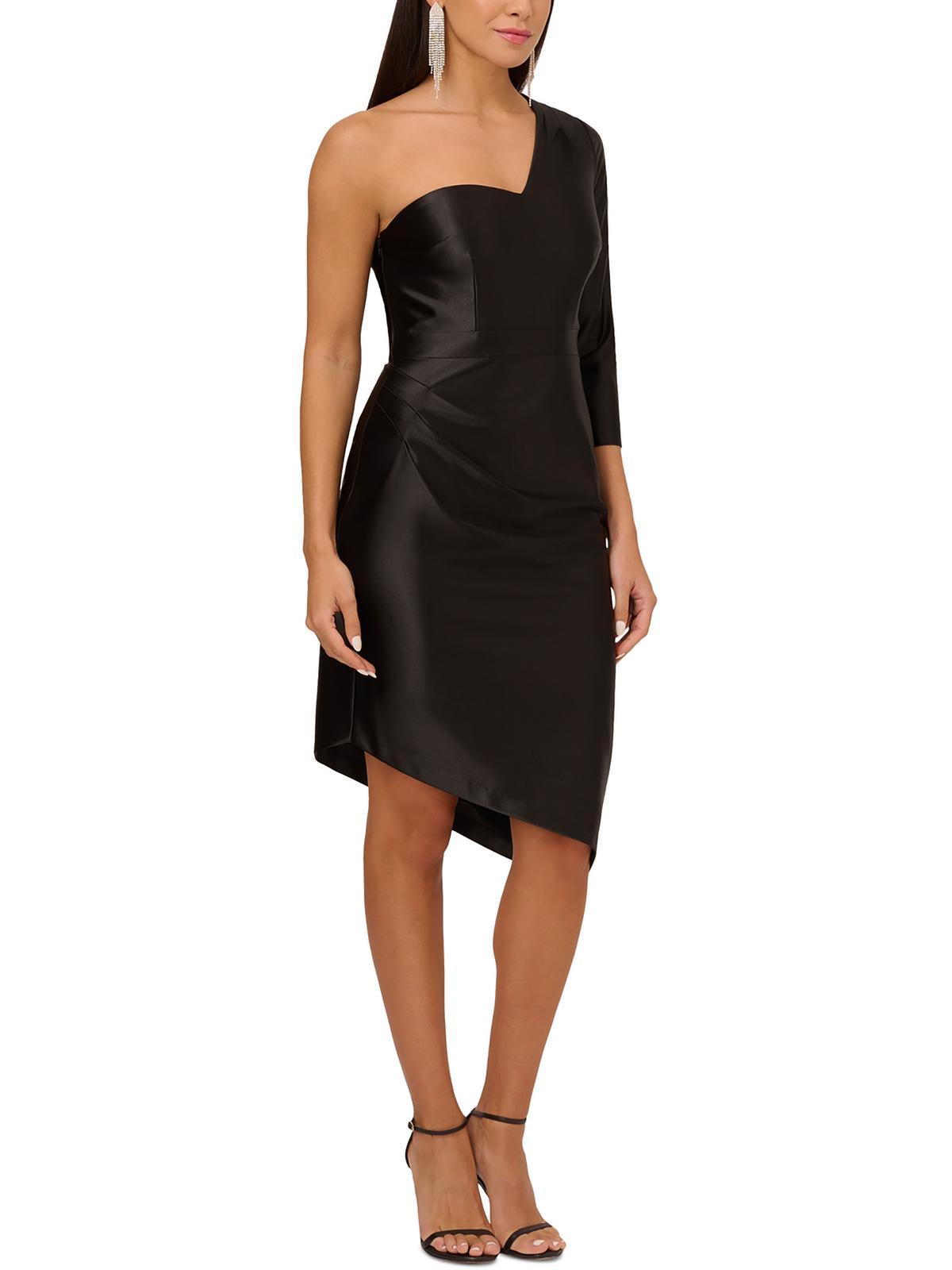 womens satin one shoulder sheath dress