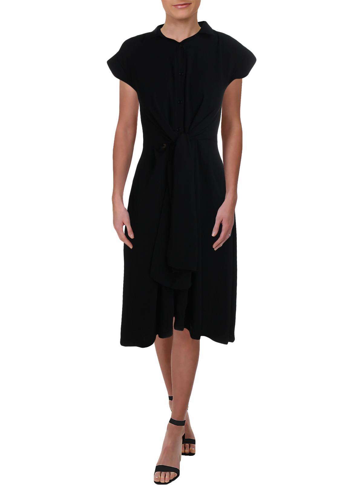 womens pleated knee-length shirtdress